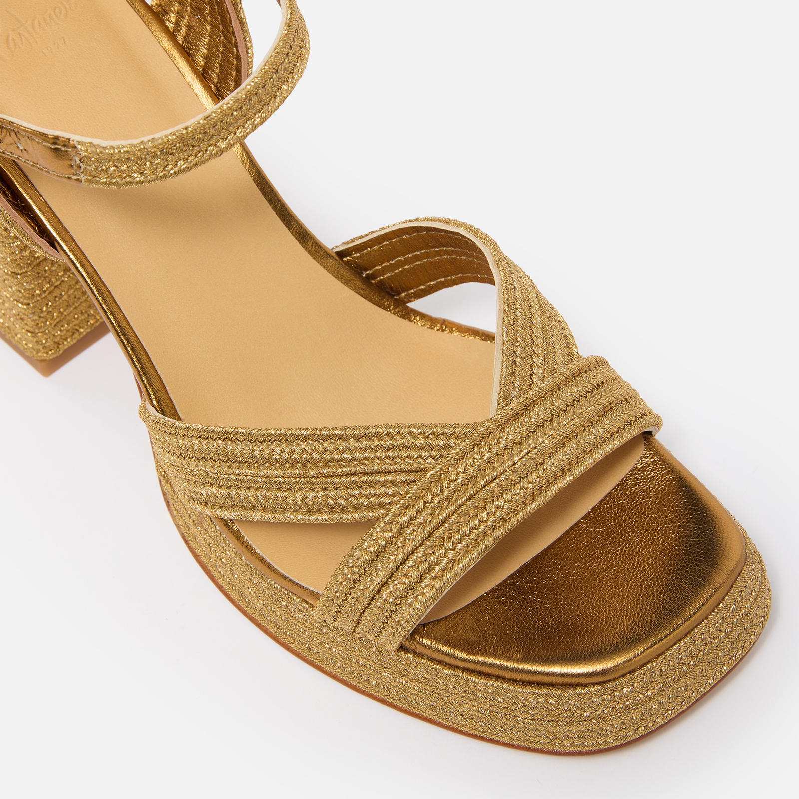 サンダル・ミュール CASTANER Women Sandals 257093000 Gold Buy Castaner Gold Braided Square Toe Heel Sandals from Next USA
