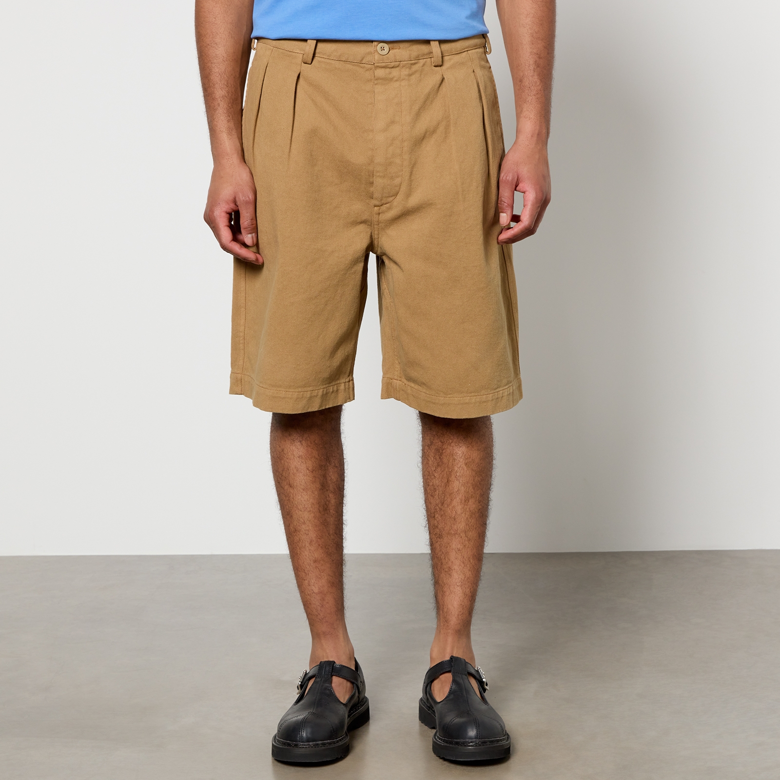 Cotton Stretch Twill Pleated Bermuda Shorts ショート パンツ 15072779-8035131509891441.jpg