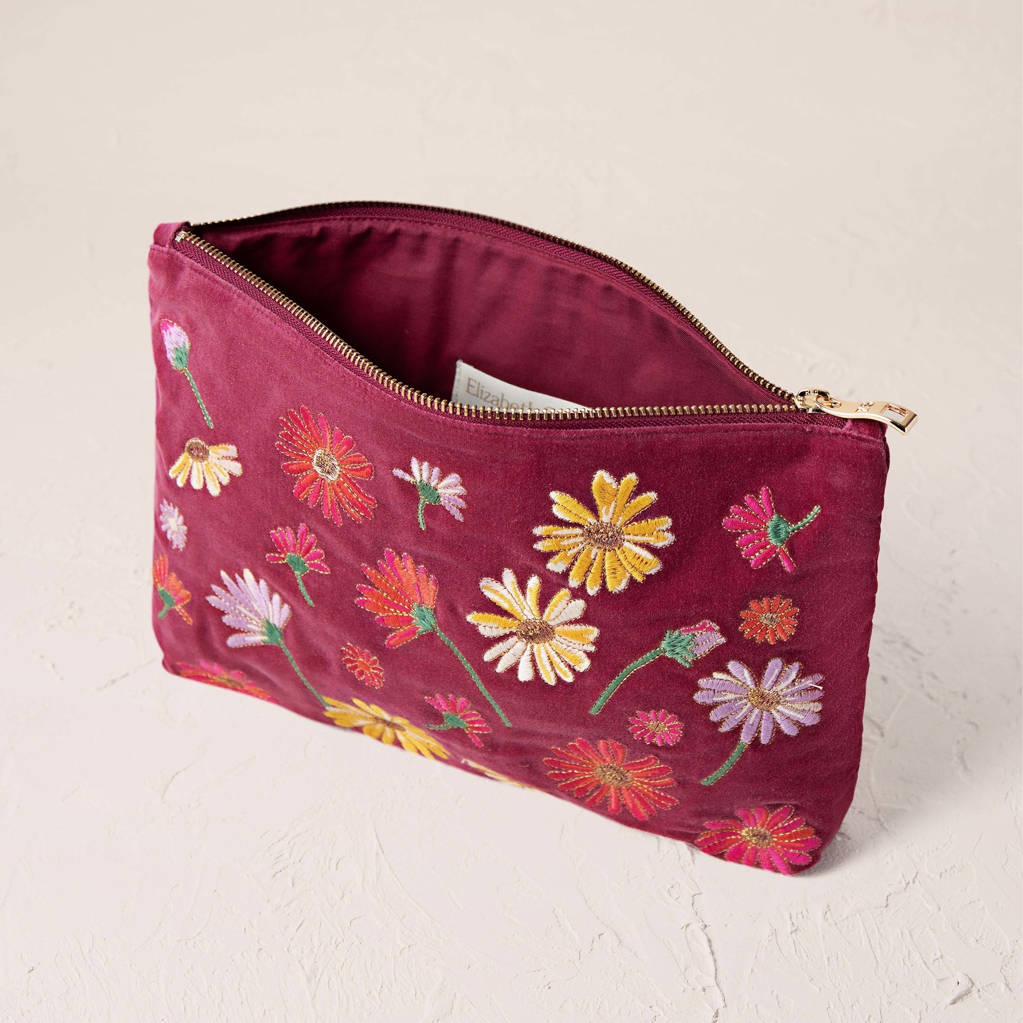 Elizabeth Scarlett Wildflower Dry Rose Velvet Everyday Pouch