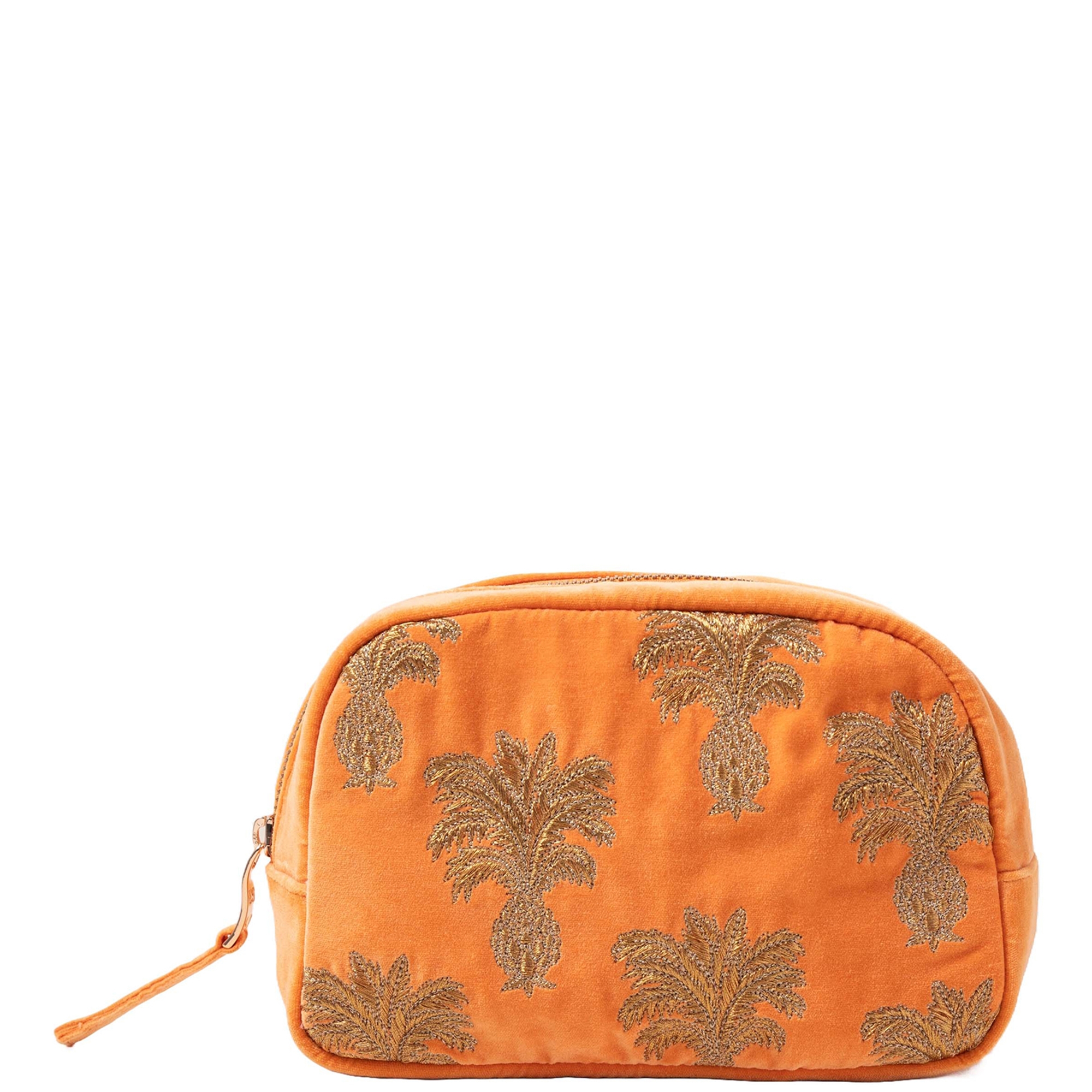 Elizabeth Scarlett Pineapple Velvet Cosmetics Bag Orange