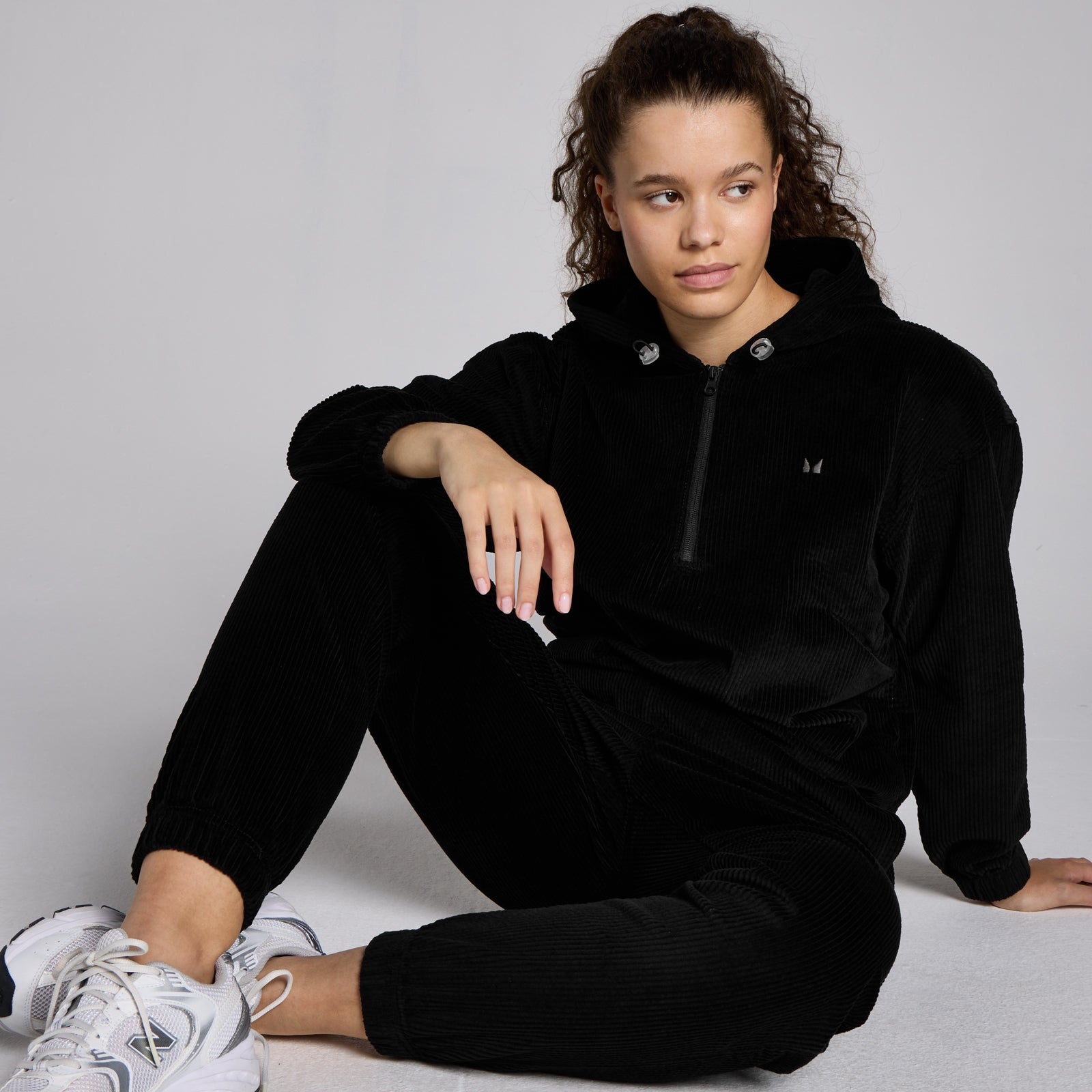 MP Women's Corduroy 1/4 Zip Hoodie - Black |