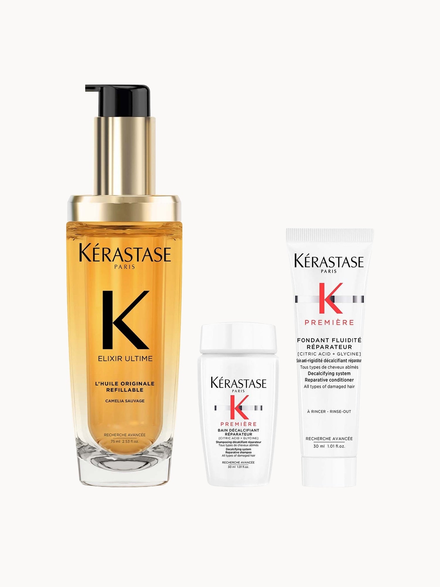 Kérastase Elixir Ultime Hair Oil 75ml with Mini Deluxe Première Shampoo and Conditioner 30ml Duo