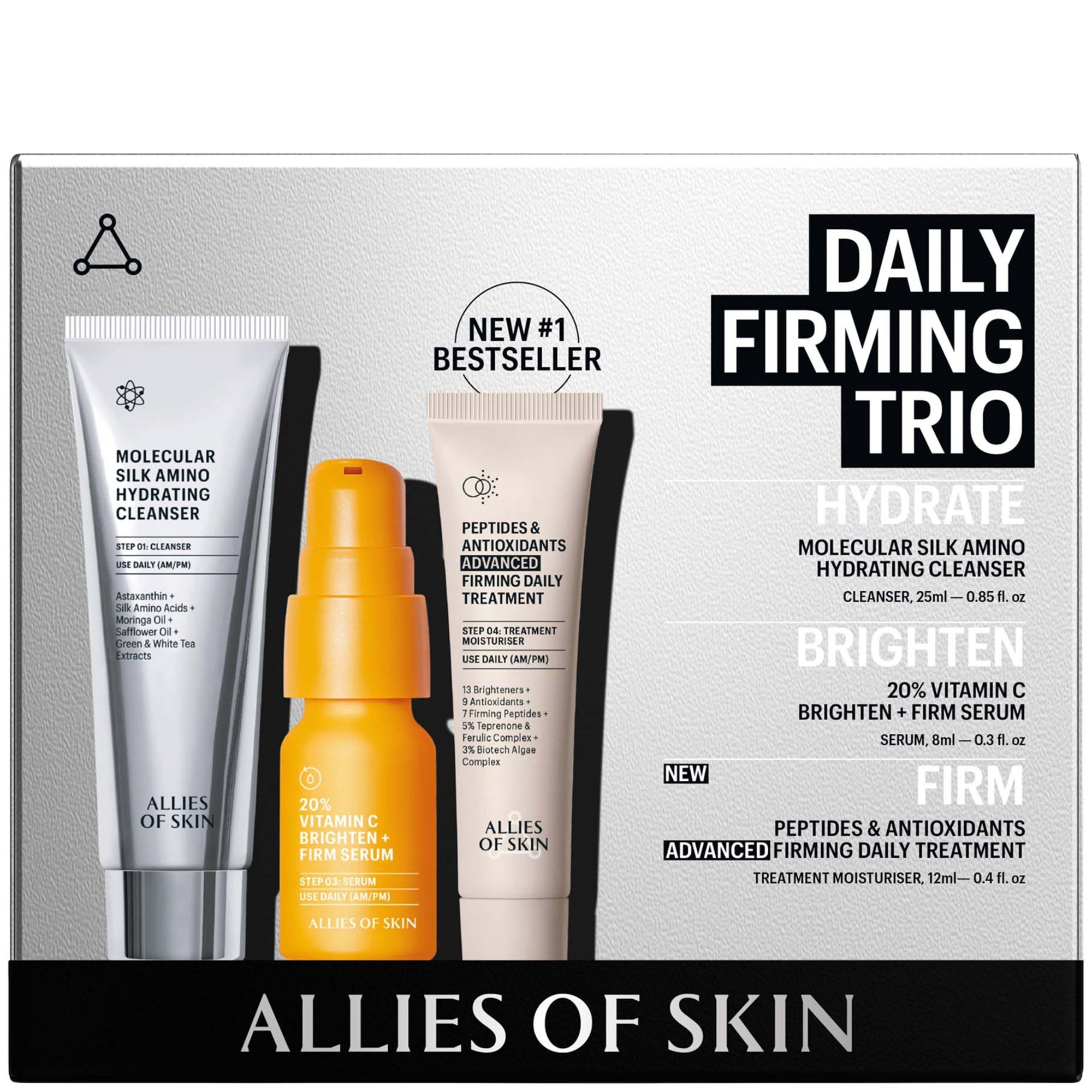 Allies of Skin Daily Firming Anti-Aging Trio Skincare Kit (Worth