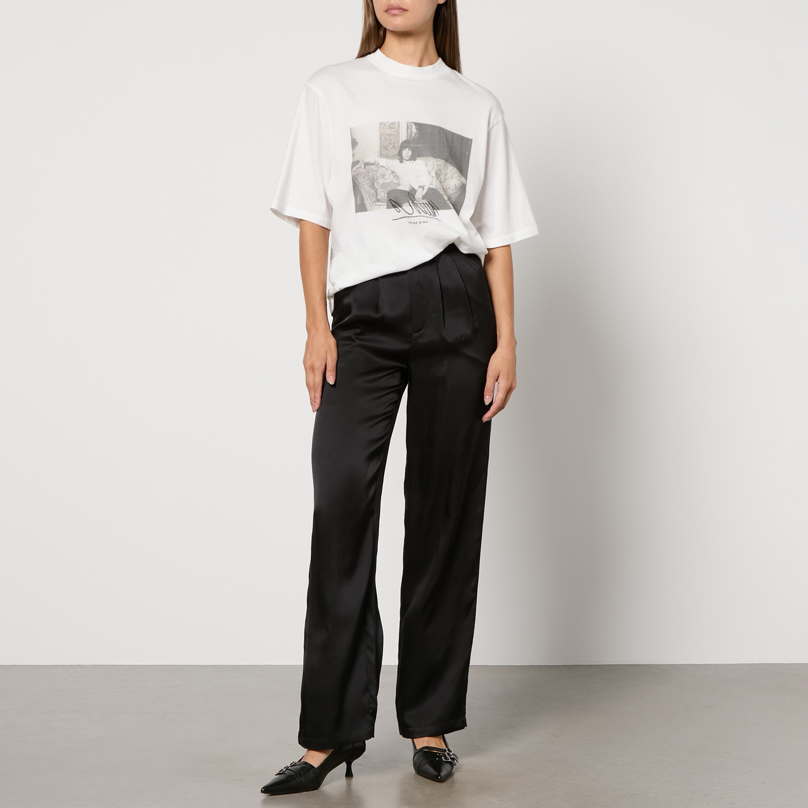 ANINE BING ホワイト グラフィックミックジャガーTシャツ S ANINE BING ホワイト グラフィックミックジャガーTシャツ S