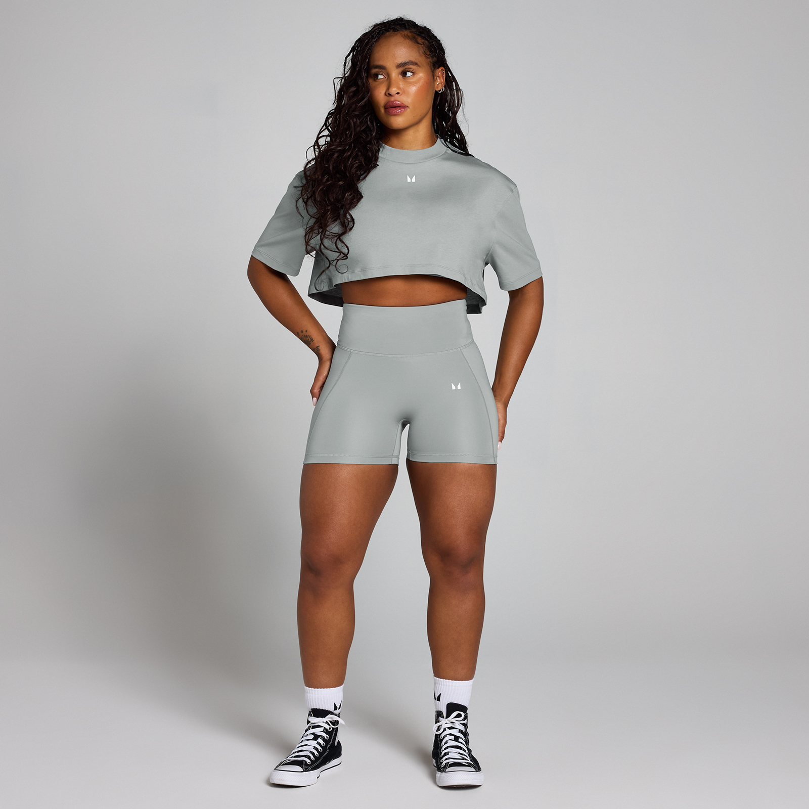 MP Women's Origin Super Crop Graphic T-Shirt - Fossil Grey