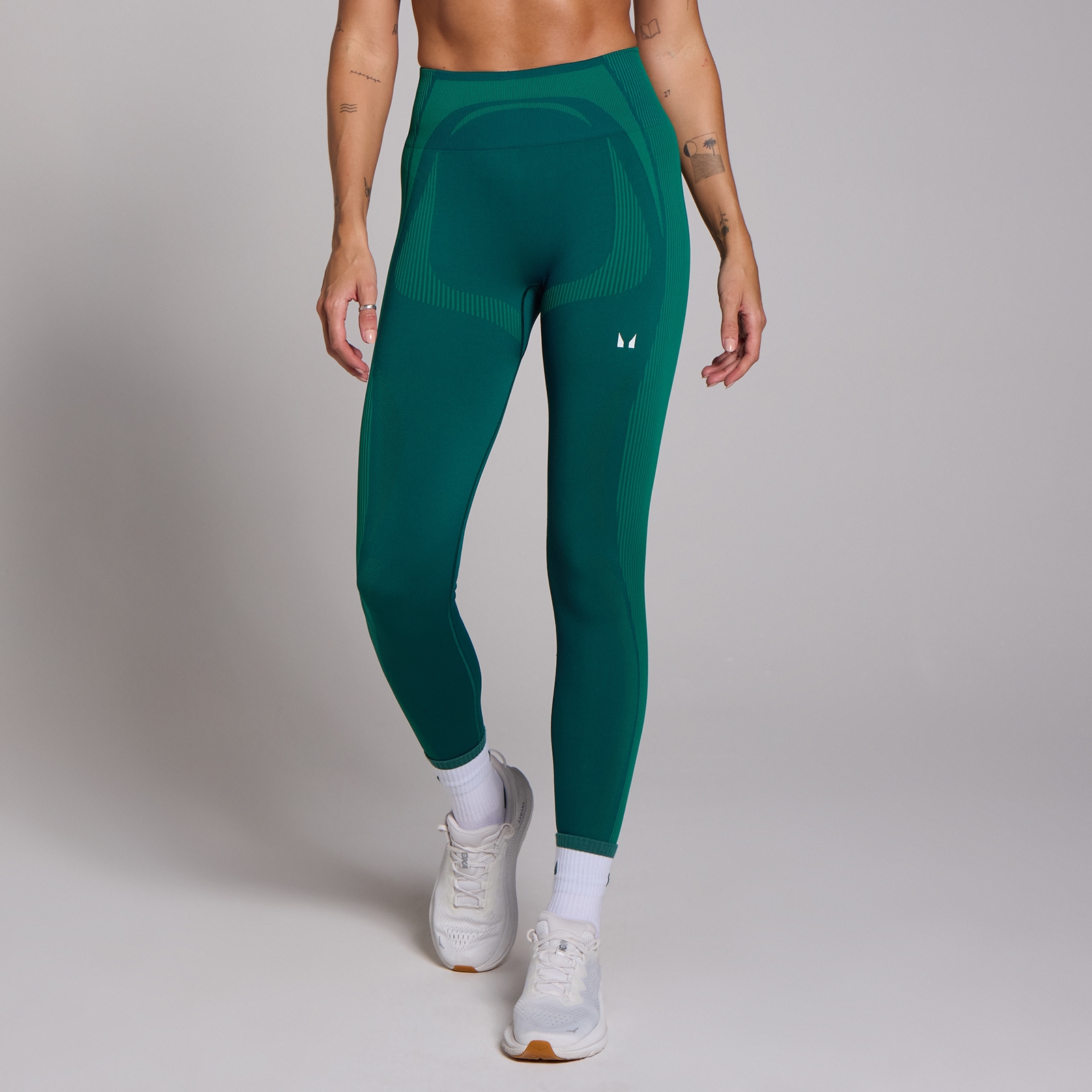 MP Women's Tempo Seamless Hybrid Leggings Deep Teal Myprotein UK