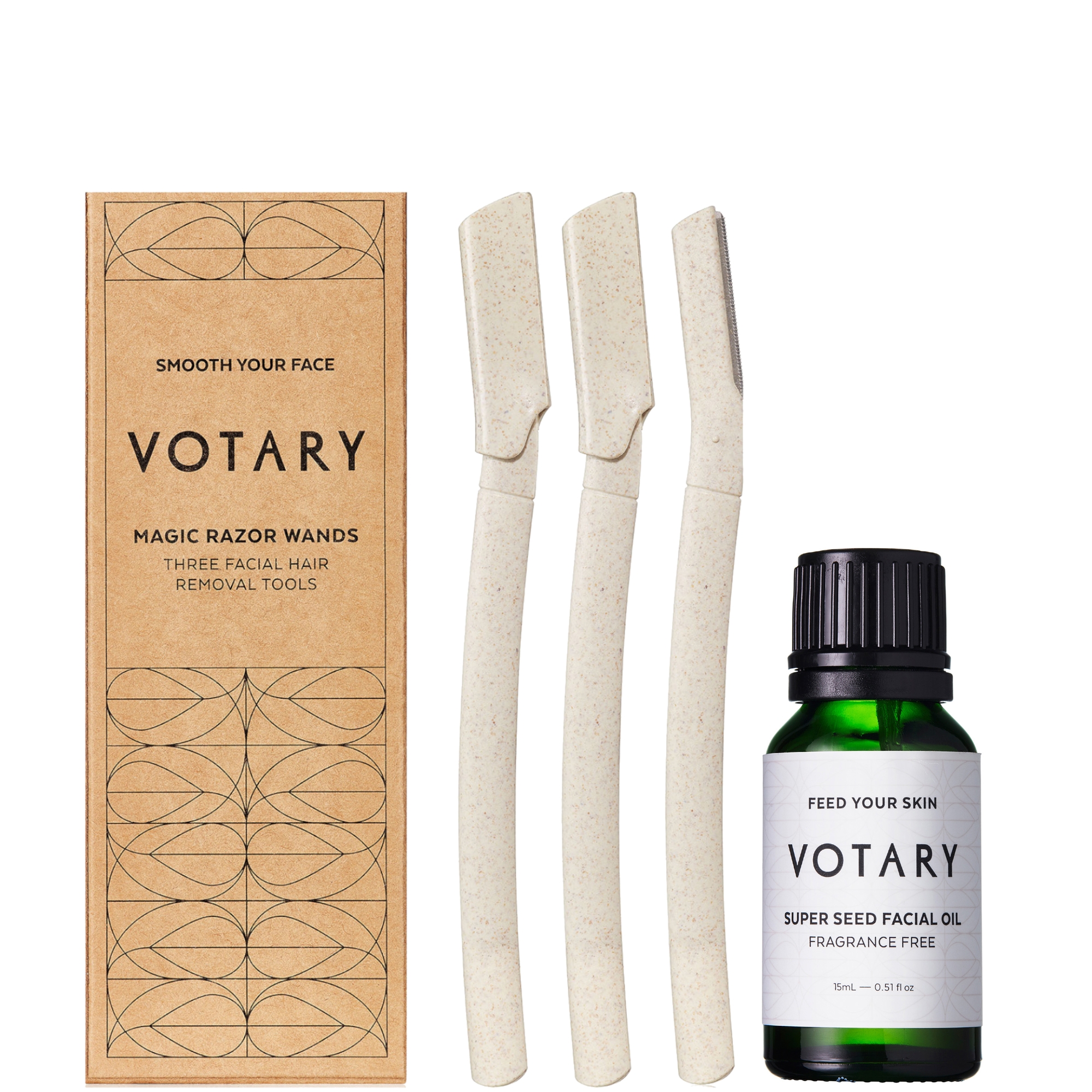 cult Votary Magic Razor Wands and Super Seed Facial Oil 15ml Bundle
