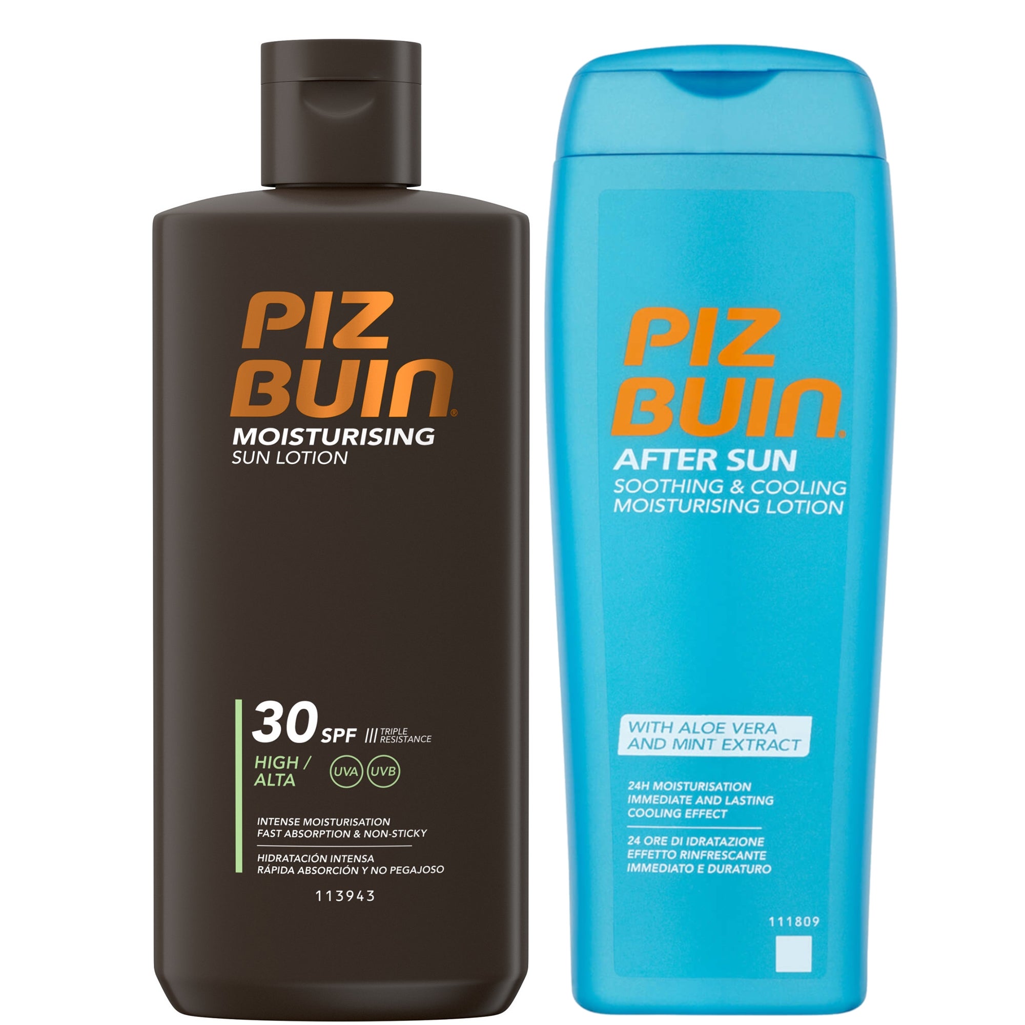 THE EMULSION III & LOTION IIIじゅんちゃん Piz Buin Moisturising SPF Sun Lotion and Aftersun Duo | LOOKFANTASTIC