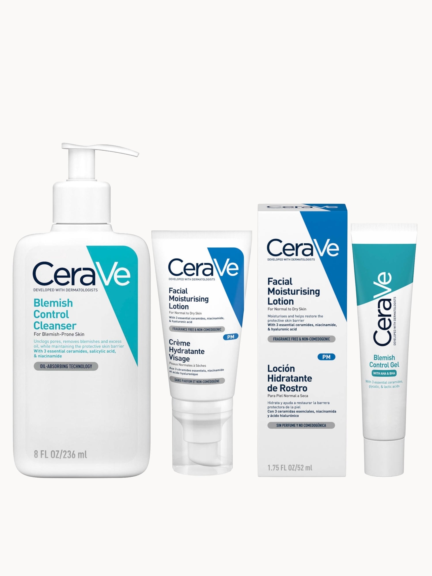 CeraVe 3-Step Blemish Control and Moisturising Evening Routine for Oily to Blemish-Prone Skin with Salicylic Acid