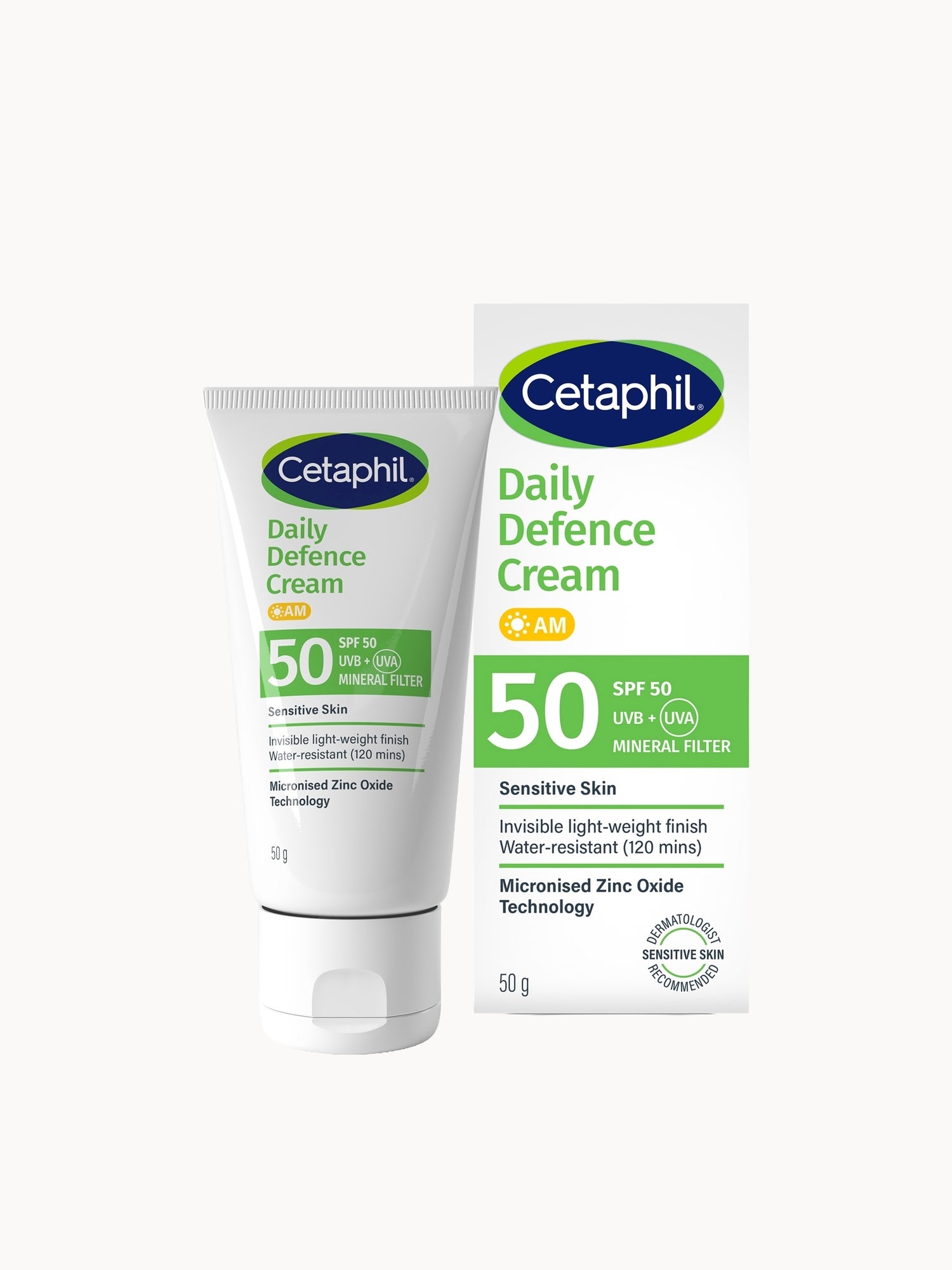 Cetaphil Daily Defence Cream SPF50 with UVA/UVB Filters for Sensitive Skin 50g