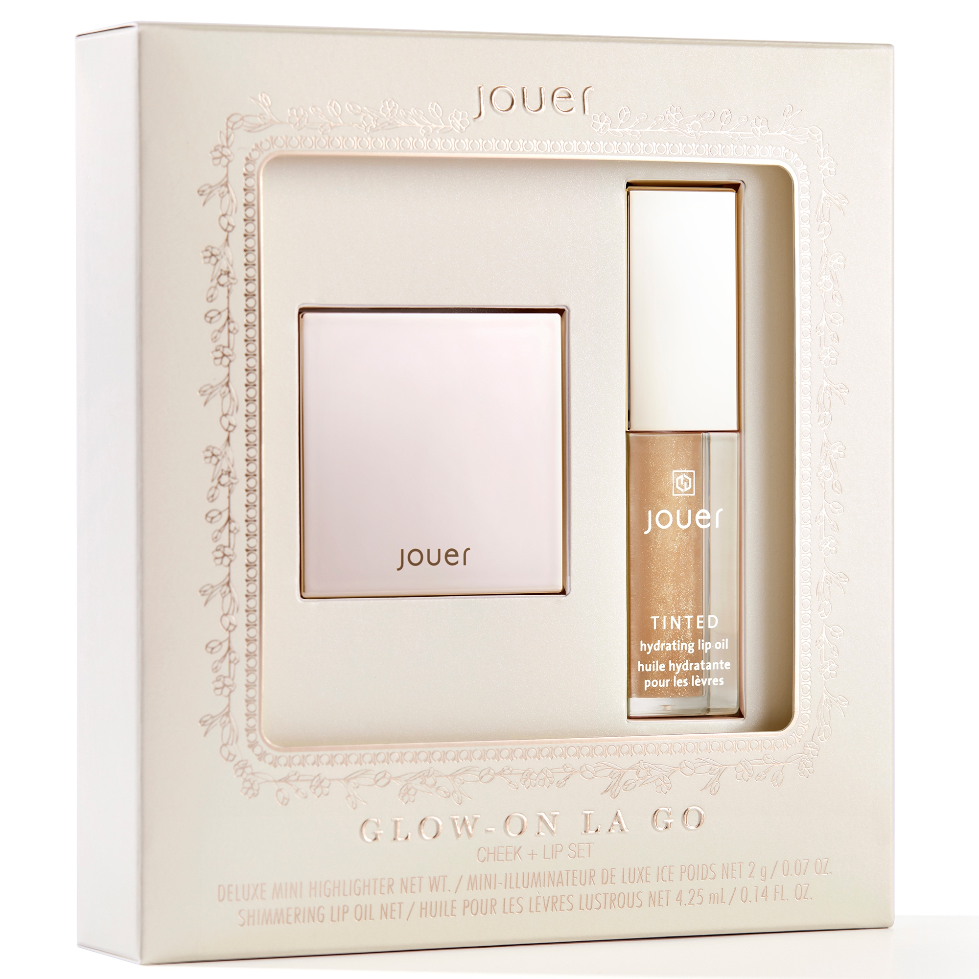 Jouer Cosmetics Glow-on La Go Deluxe Highlighter and Shimmering Lip Oil Set | CultBeauty