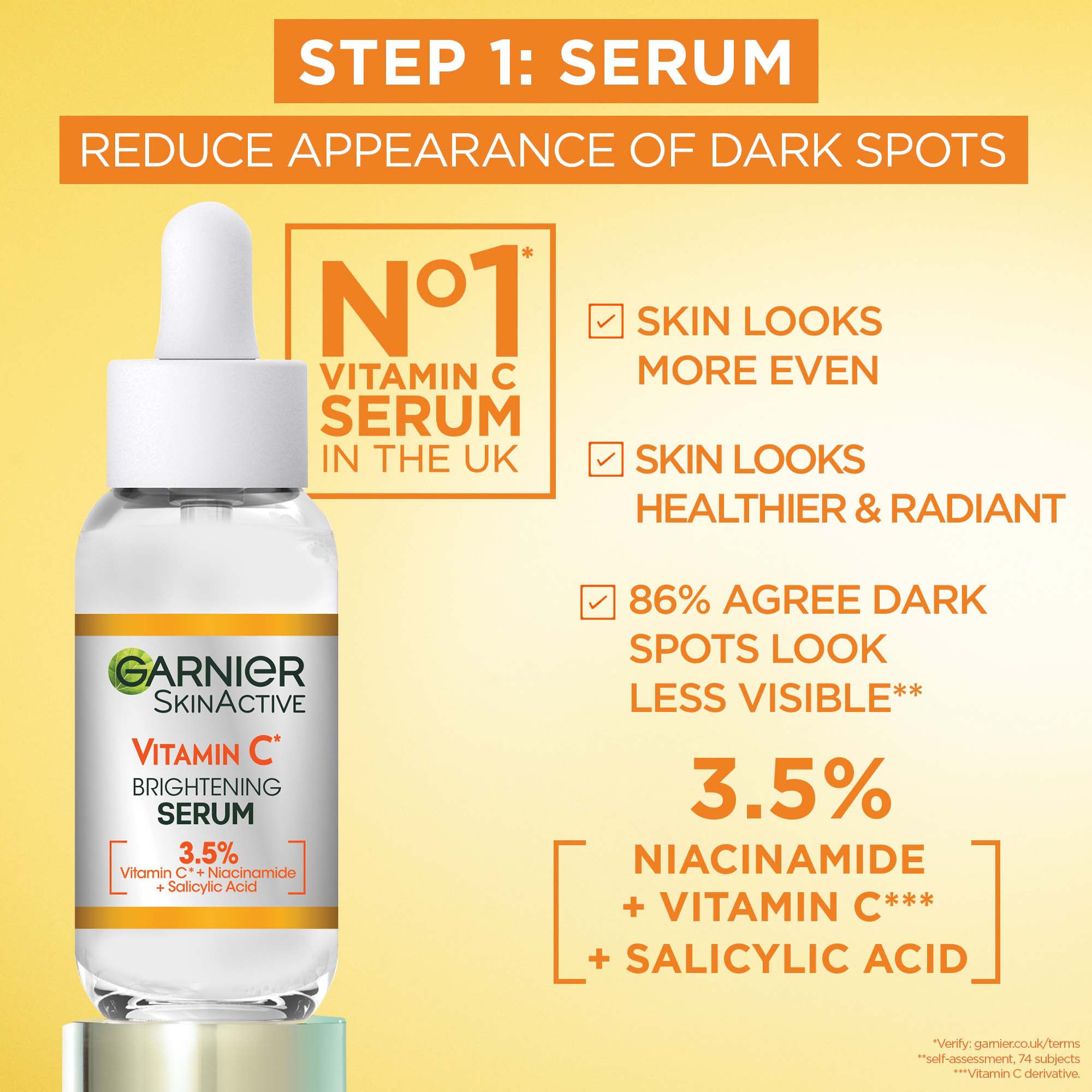 Garnier Vitamin C Brightening Serum & Glow UV Fluid SPF 50+ Face