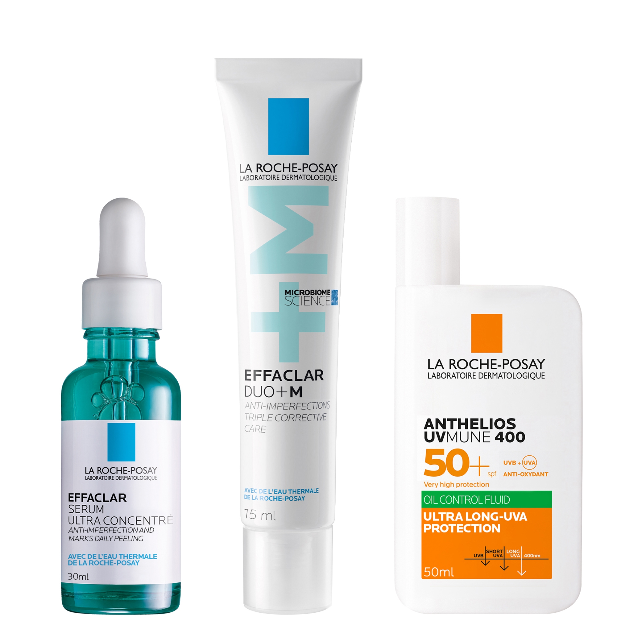 cult La Roche-Posay Breakout-Fighting and Post-Acne Mark Set: Effaclar Serum Duo+M Anti Blemish Corrective Care and SPF50+