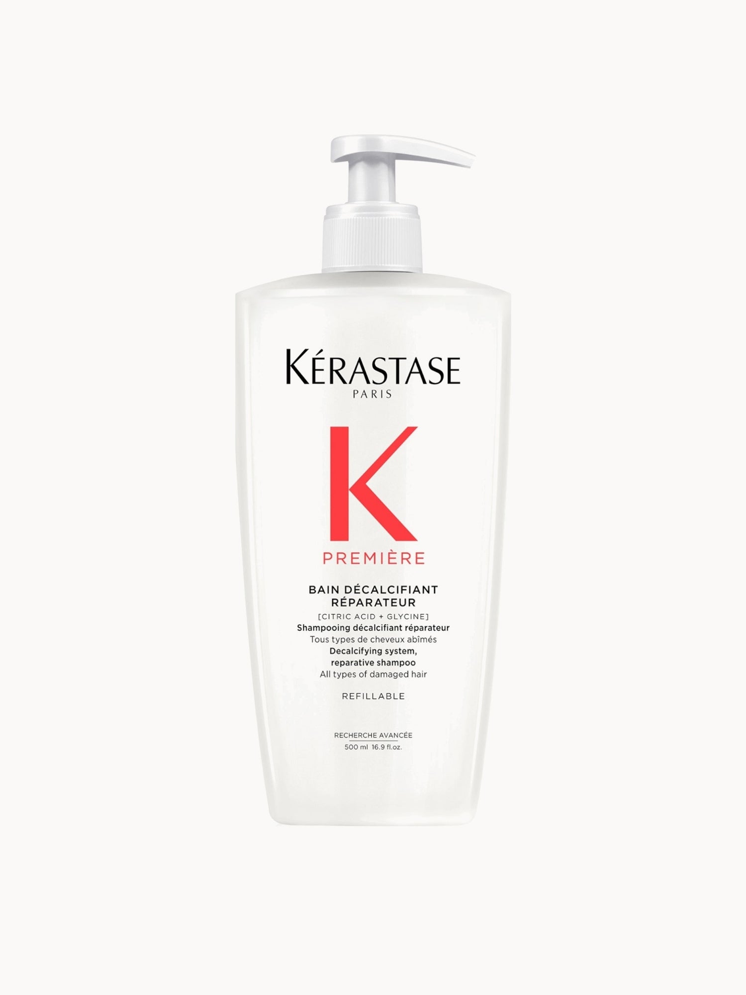 Kérastase Première Shampoo Decalcifying & Repairing Refillable Bottle for Damaged Hair with Pure Citric Acid and Glycine 500ml
