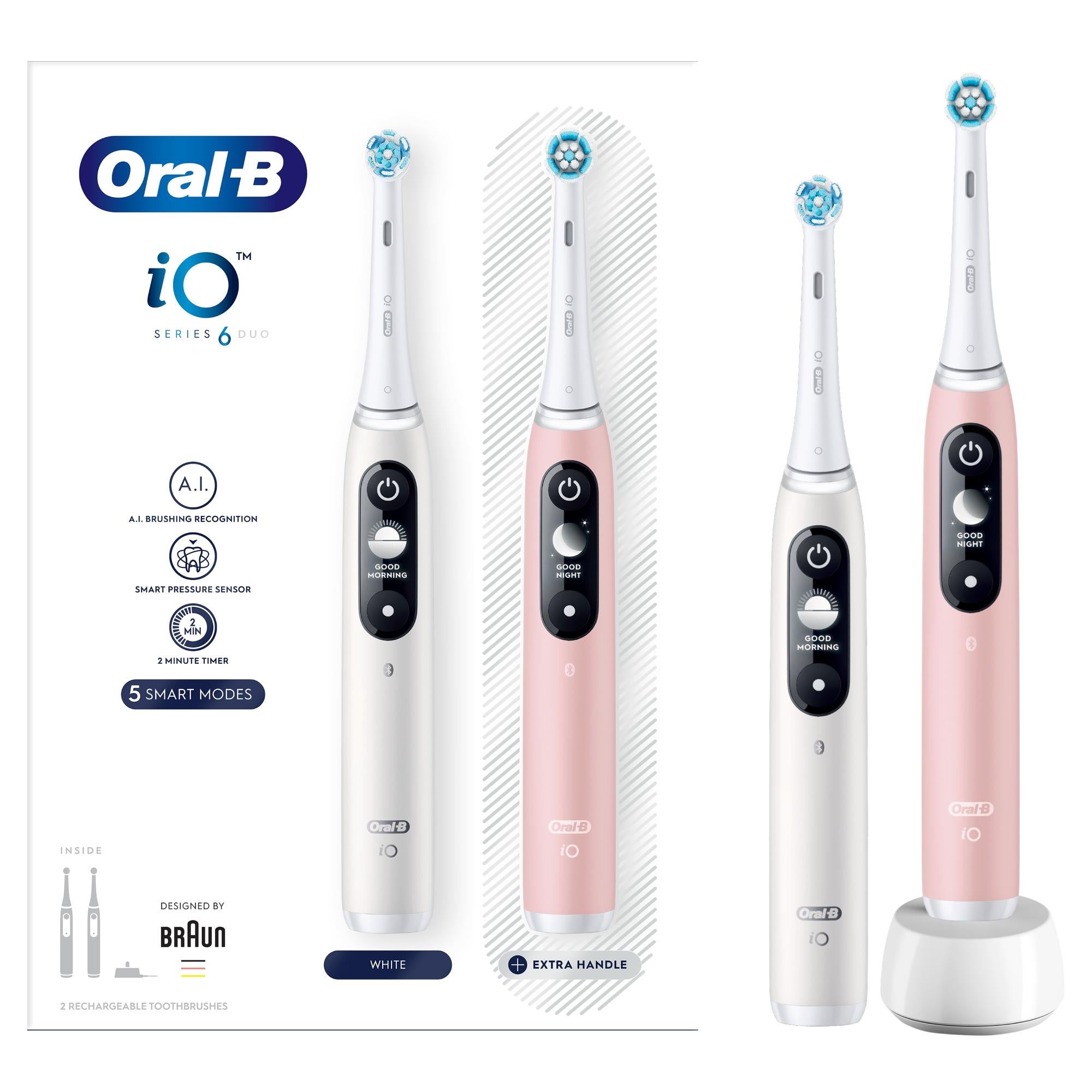 Oral-B iO Series 6 Wit - Roze + White Duo Pack | Oral-B NL