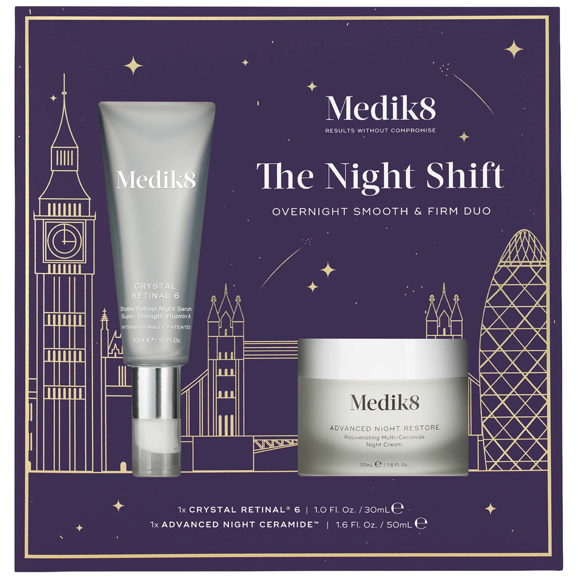 Medik8 The Night Shift Overnight Smooth & Firm Duo 80ml ($158