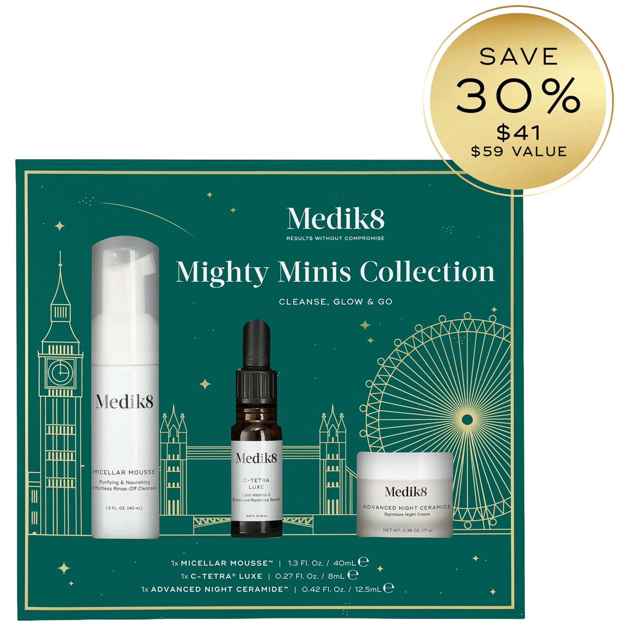 Medik8 Mighty Minis Collection Cleanse, Glow & Go 60.5ml ($59