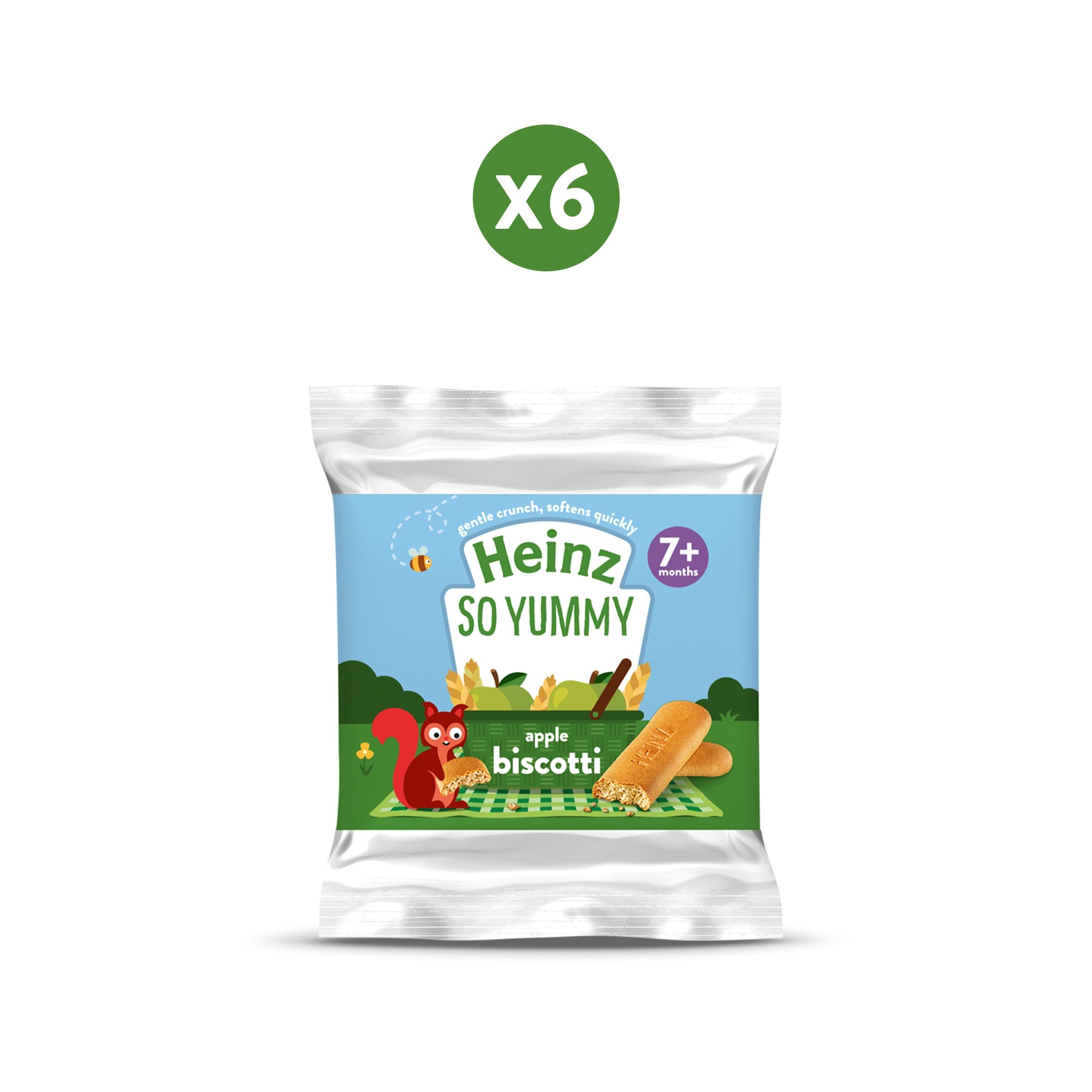Heinz Apple Biscotti Baby Snack 7+ Months Pack of 6 x 60g | Heinz