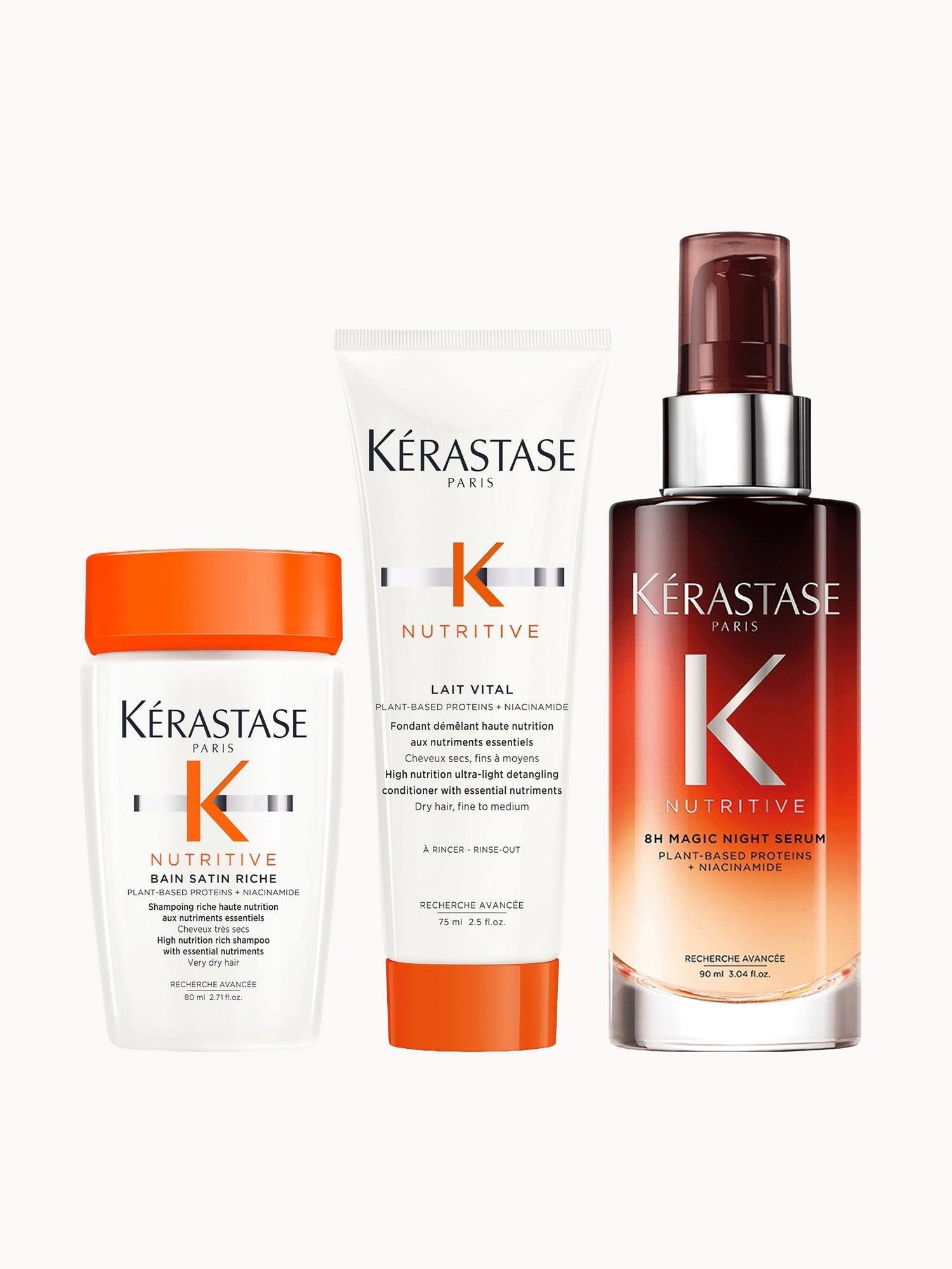 Kérastase Nutritive 8H Magic Night Serum 90ml With Travel-Size Duo for Very Dry Hair