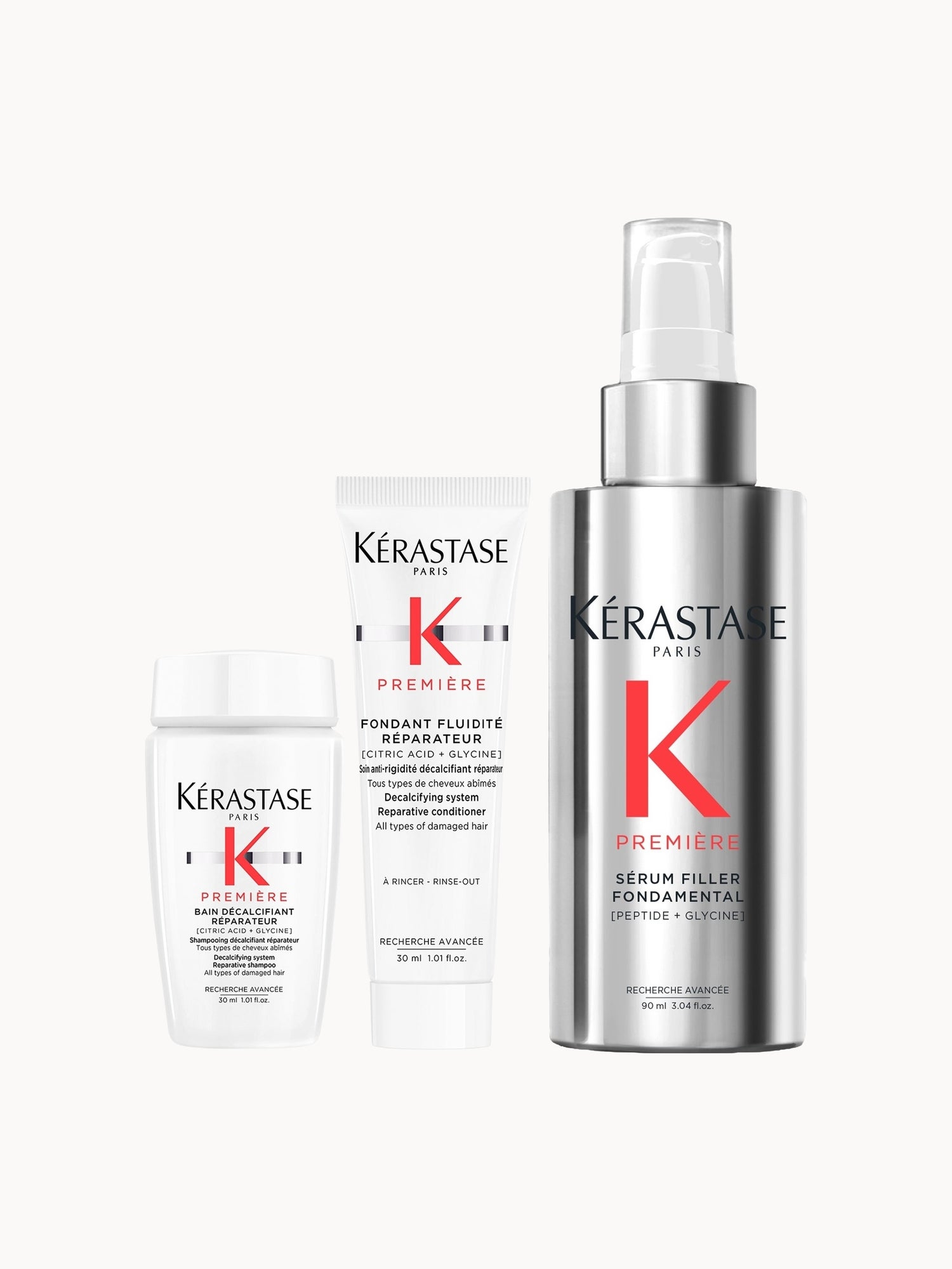 Kérastase Première Repairing Anti-Frizz Filler Heat Protecting Hair Serum for Damaged Hair 90ml with Free Travel Size Duo