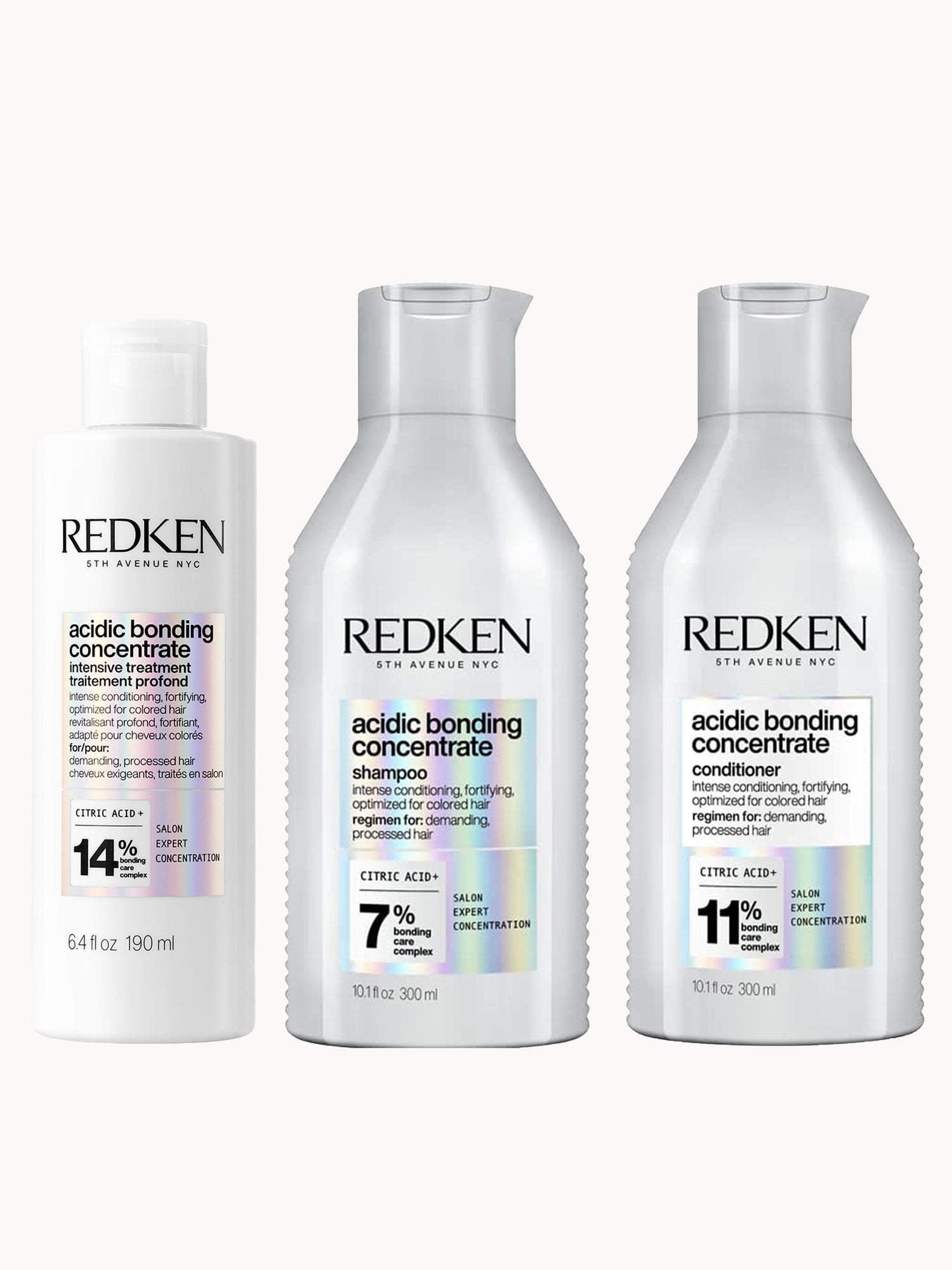Redken Acidic Bonding Concentrate Pre-Treatment 190ml, Shampoo and Conditioner 300ml Bundle for Damaged Hair Bundle
