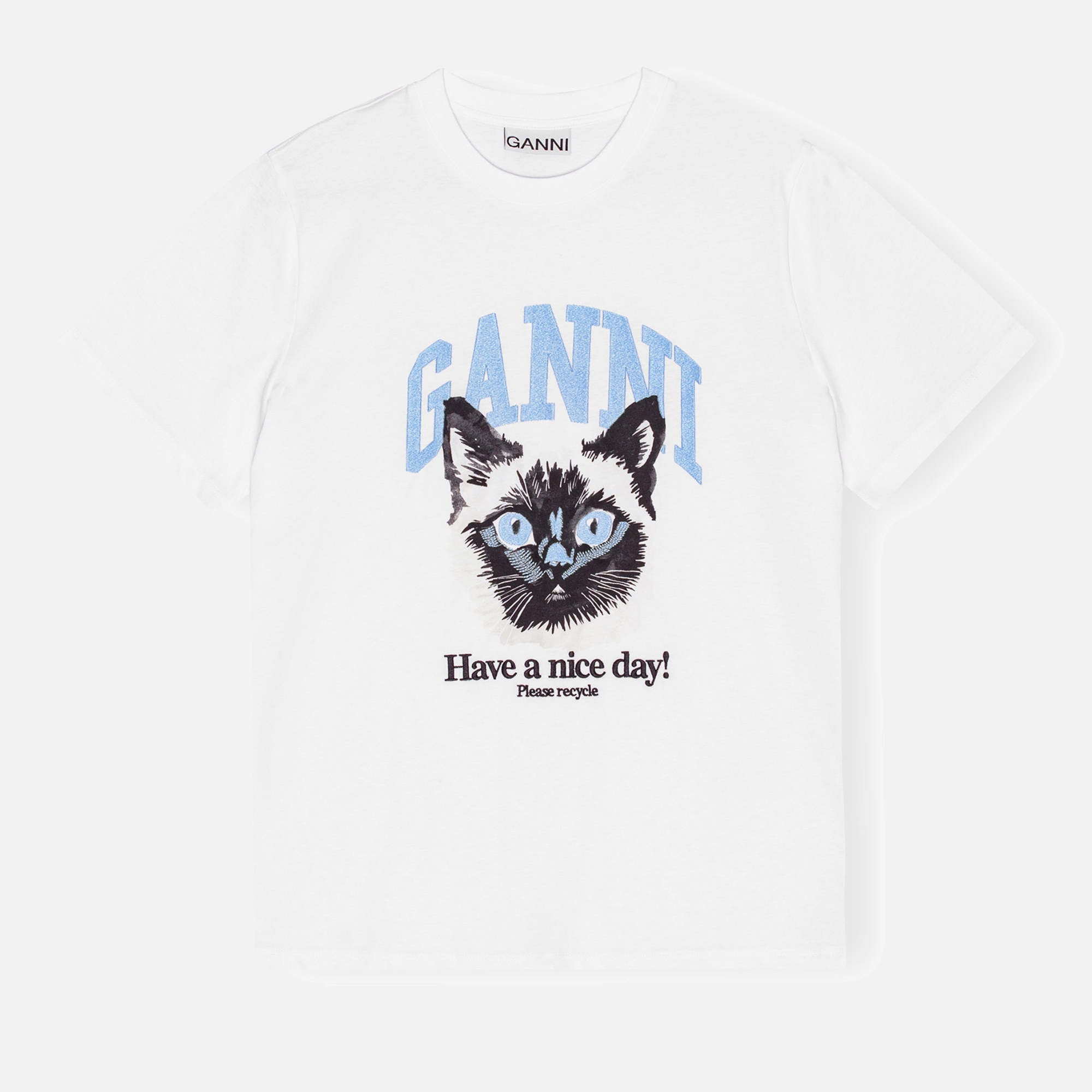 GANNI 猫グラフィックT GANNI キャットプリント Tシャツ | ホワイト | FARFETCH JP