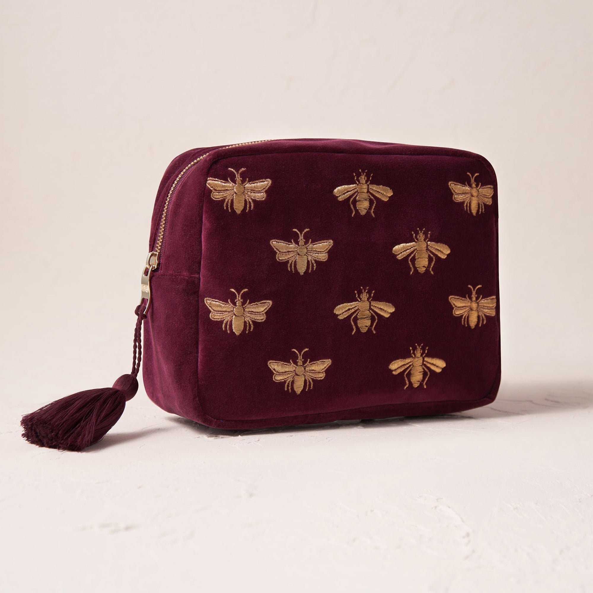 Elizabeth Scarlett Honey Bee Plum Velvet Everyday Pouch 