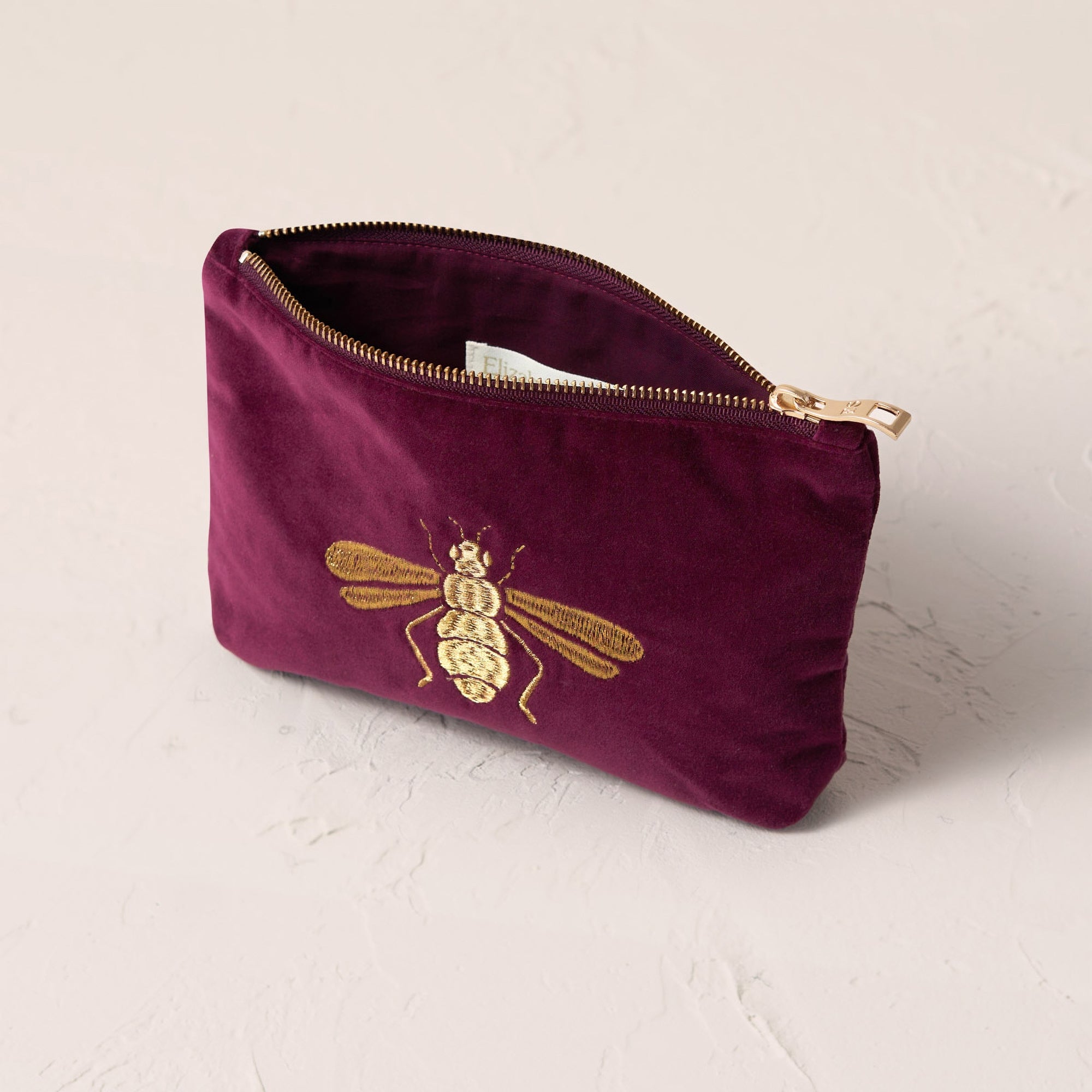 Elizabeth Scarlett Honey Bee Plum Velvet Everyday Pouch 