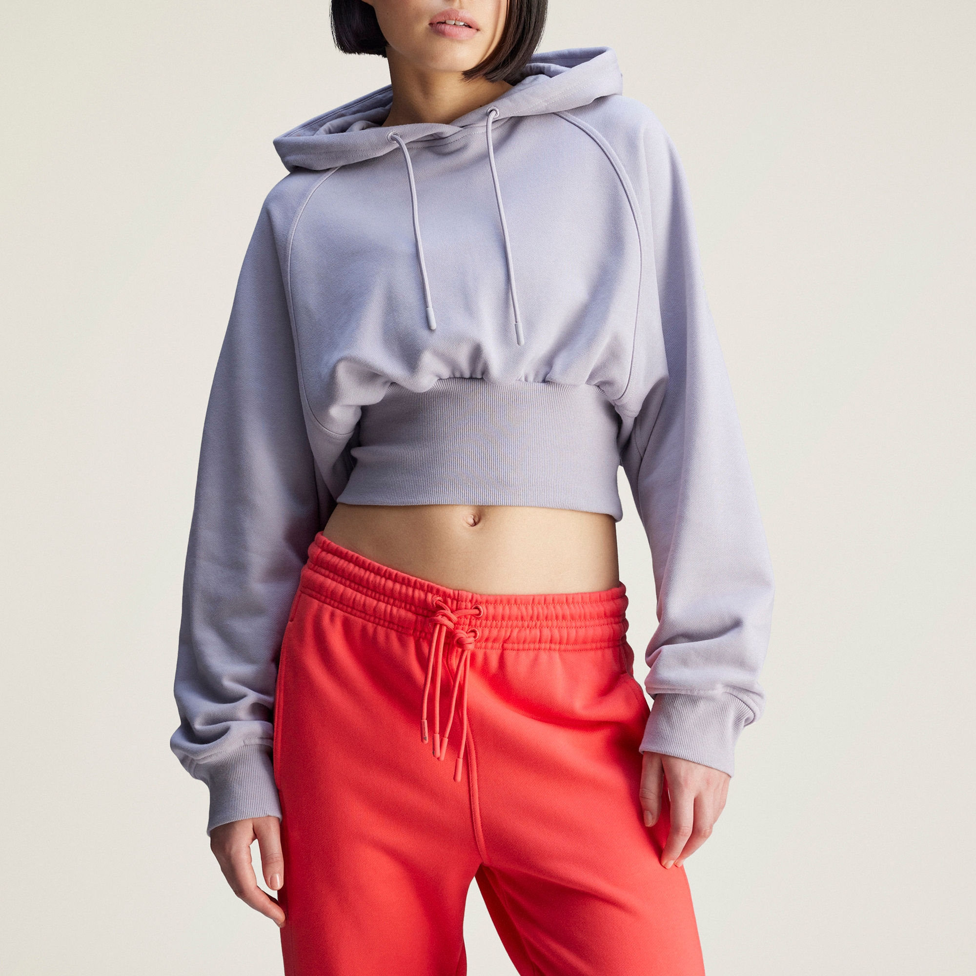Tシャツ・カットソー STELLA MCCARTNEY GREY STRETCH WOOL BLEND TOP Adidas X Stella McCartney Cropped Cotton-Jersey Hoodie - XS