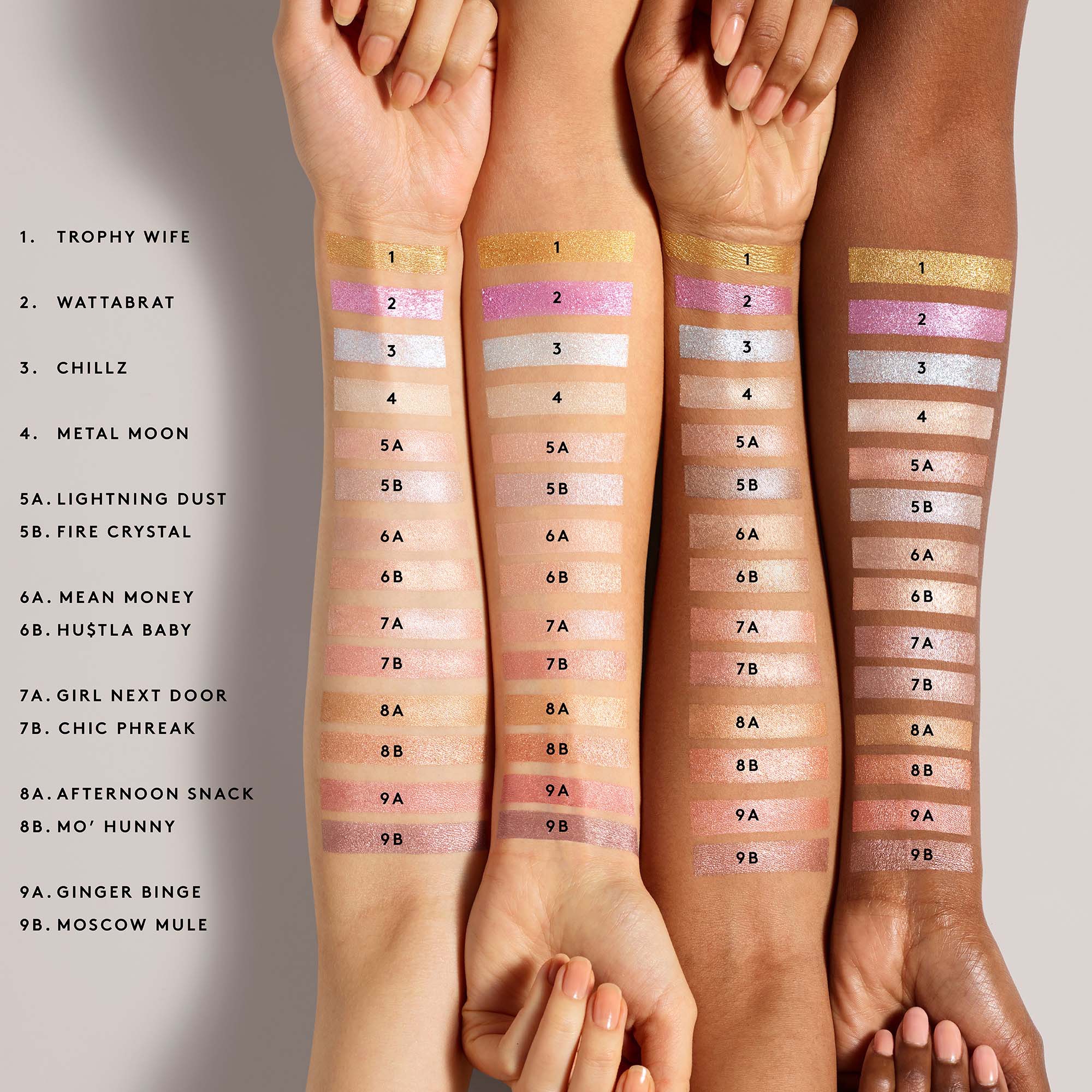 Fenty Beauty Highlighter Swatches Liquid Killawatt Fluid Freestyle