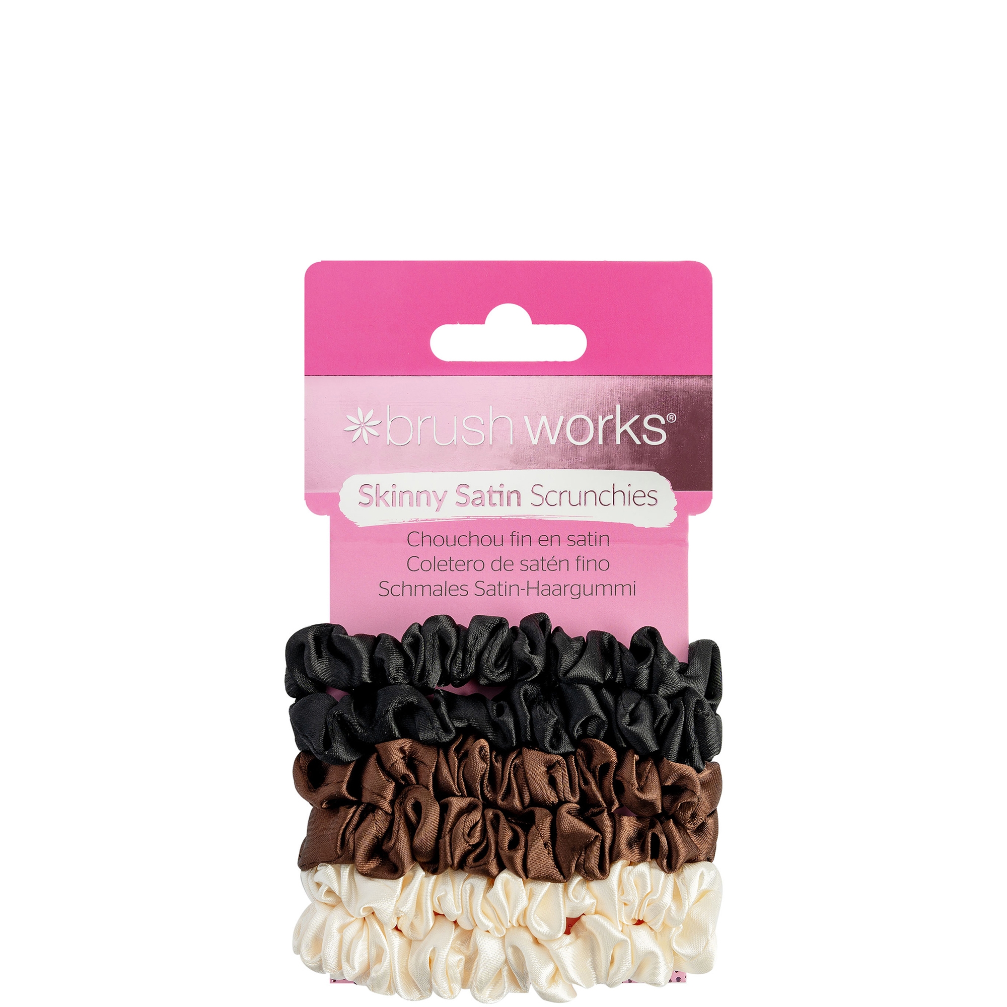 brushworks Skinny Satin Scrunchies - 6 Pack | LOOKFANTASTIC