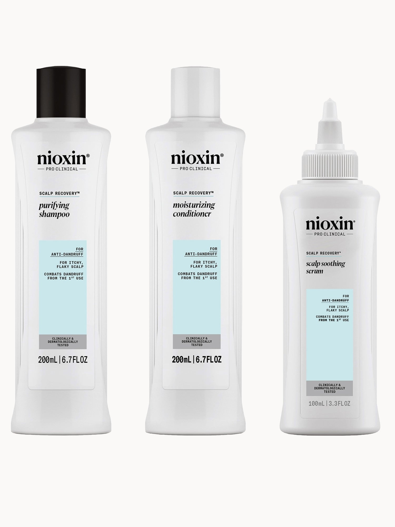 NIOXIN Scalp Recovery System for Anti-Dandruff & Itchy Scalp Relief - Includes Shampoo, Conditioner and Serum