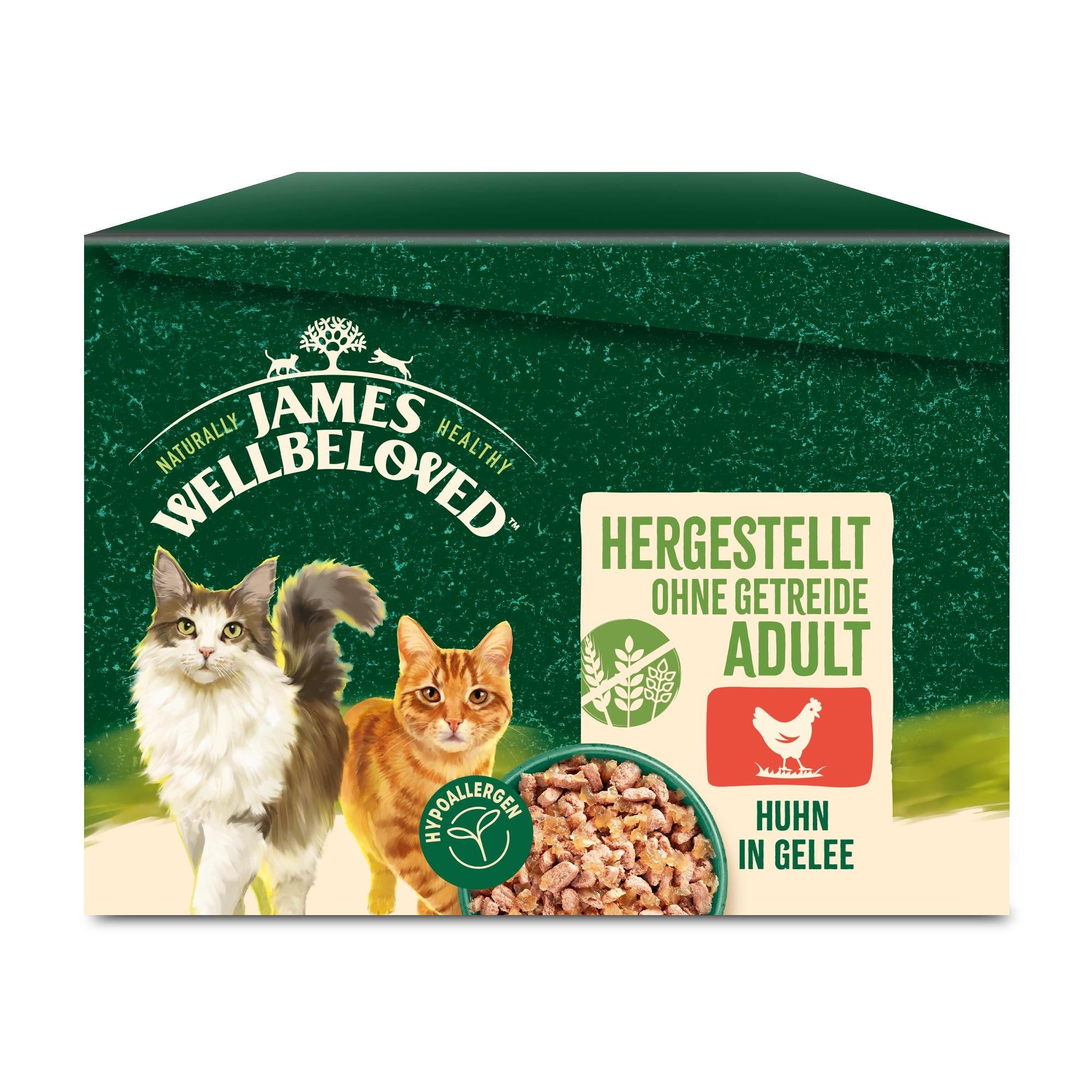 Adult Katzennassfutter ohne Getreide Huhn in Gelee - 12x85g Portionsbeutel  | Wellbeloved DE