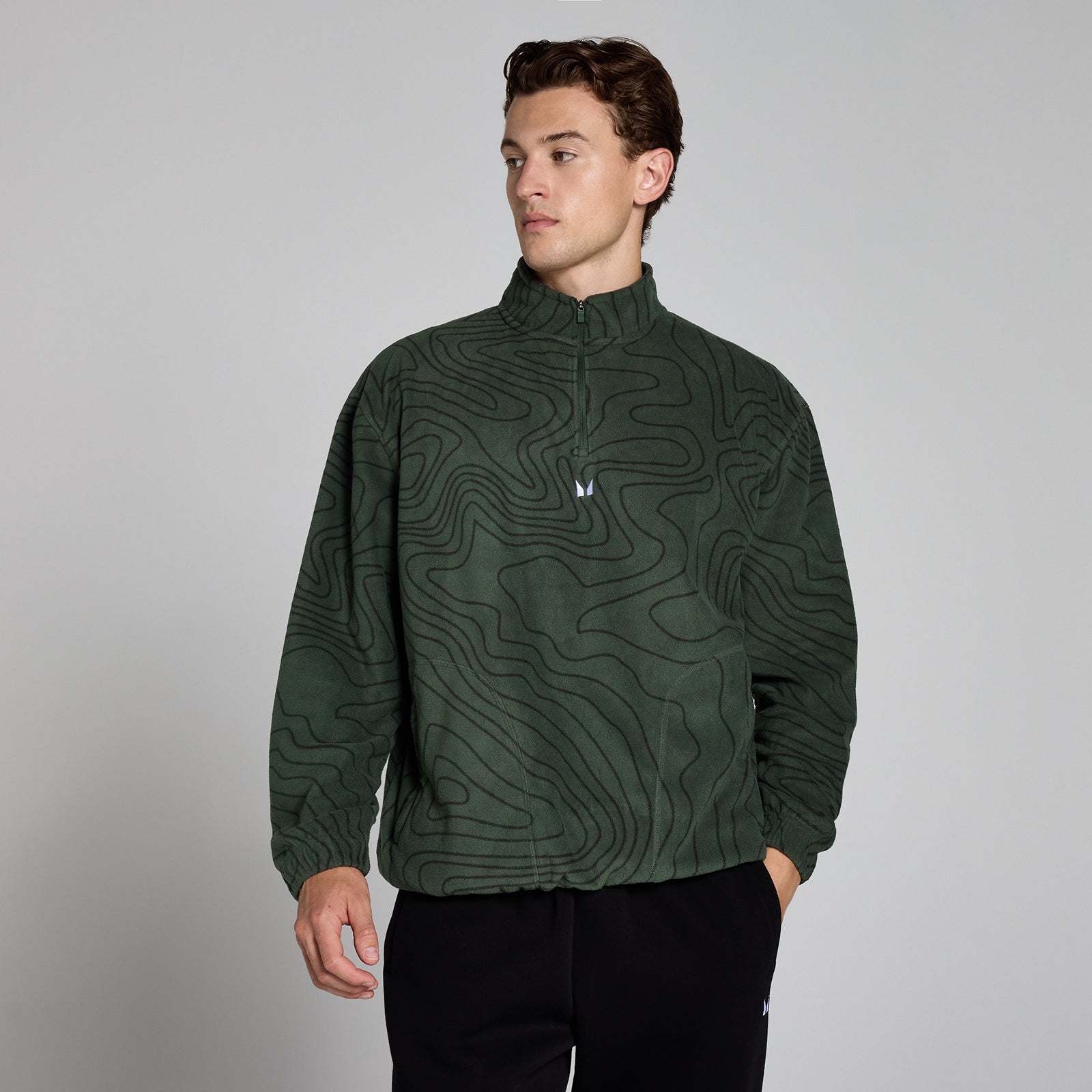 MP Men's Printed 1/4 Zip Fleece - Forest Green | Myprotein UK