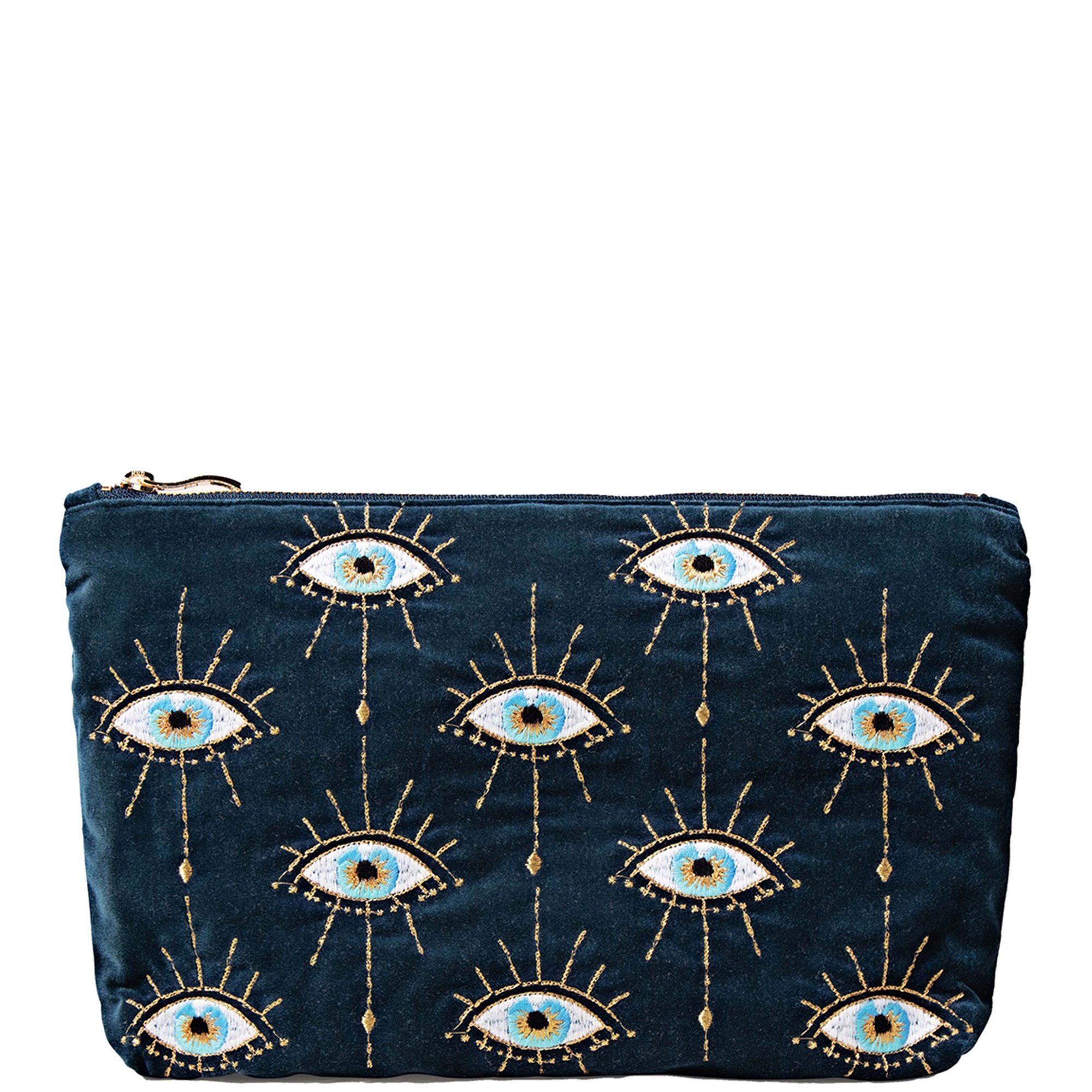 Elizabeth Scarlett Mystical Eye Ink Blue Velvet Wash Bag