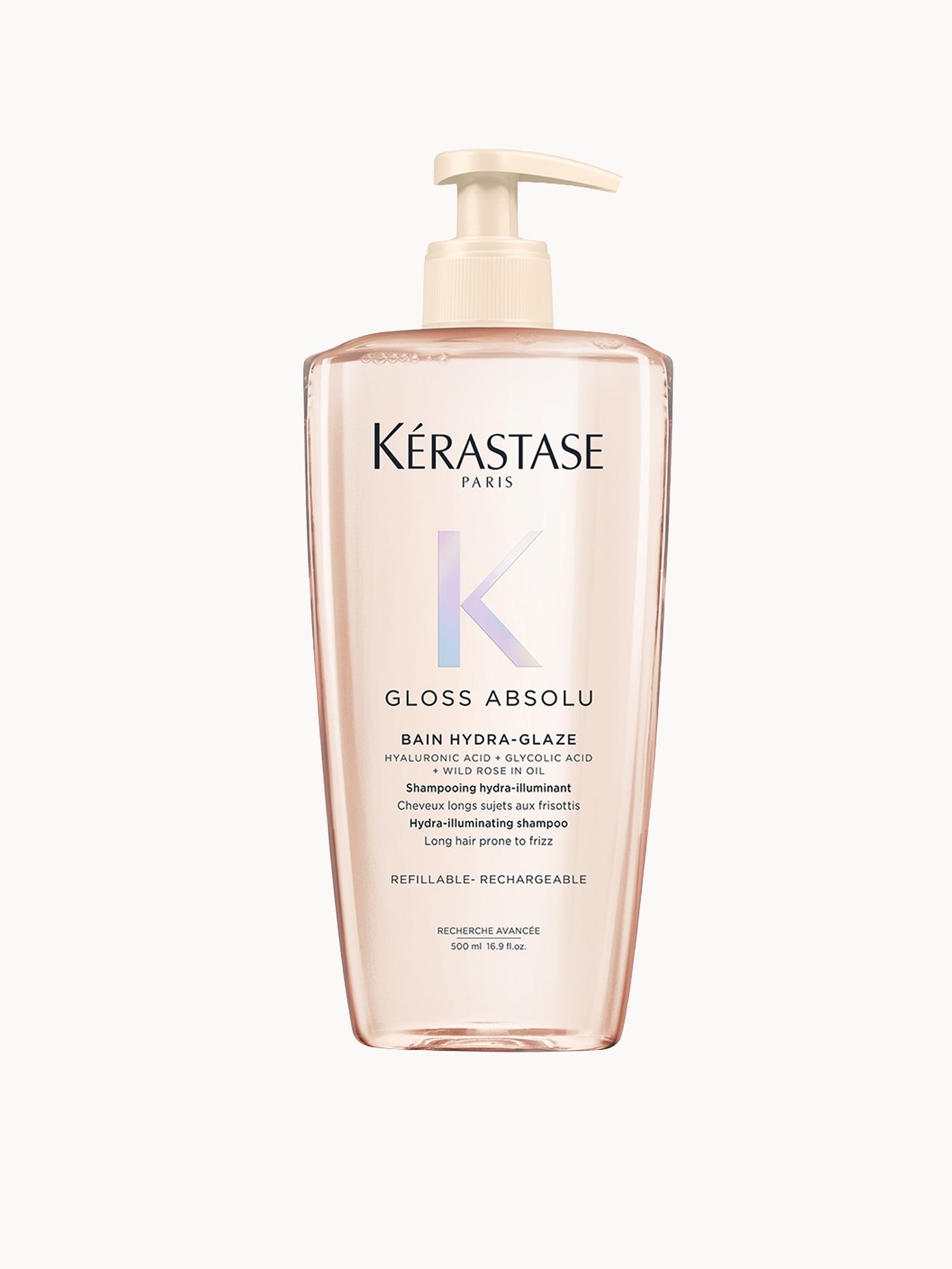Kérastase Gloss Absolu Refillable Shampoo with Glycolic Acid, Hyaluronic Acid and Wild Rose in Oil 500ml