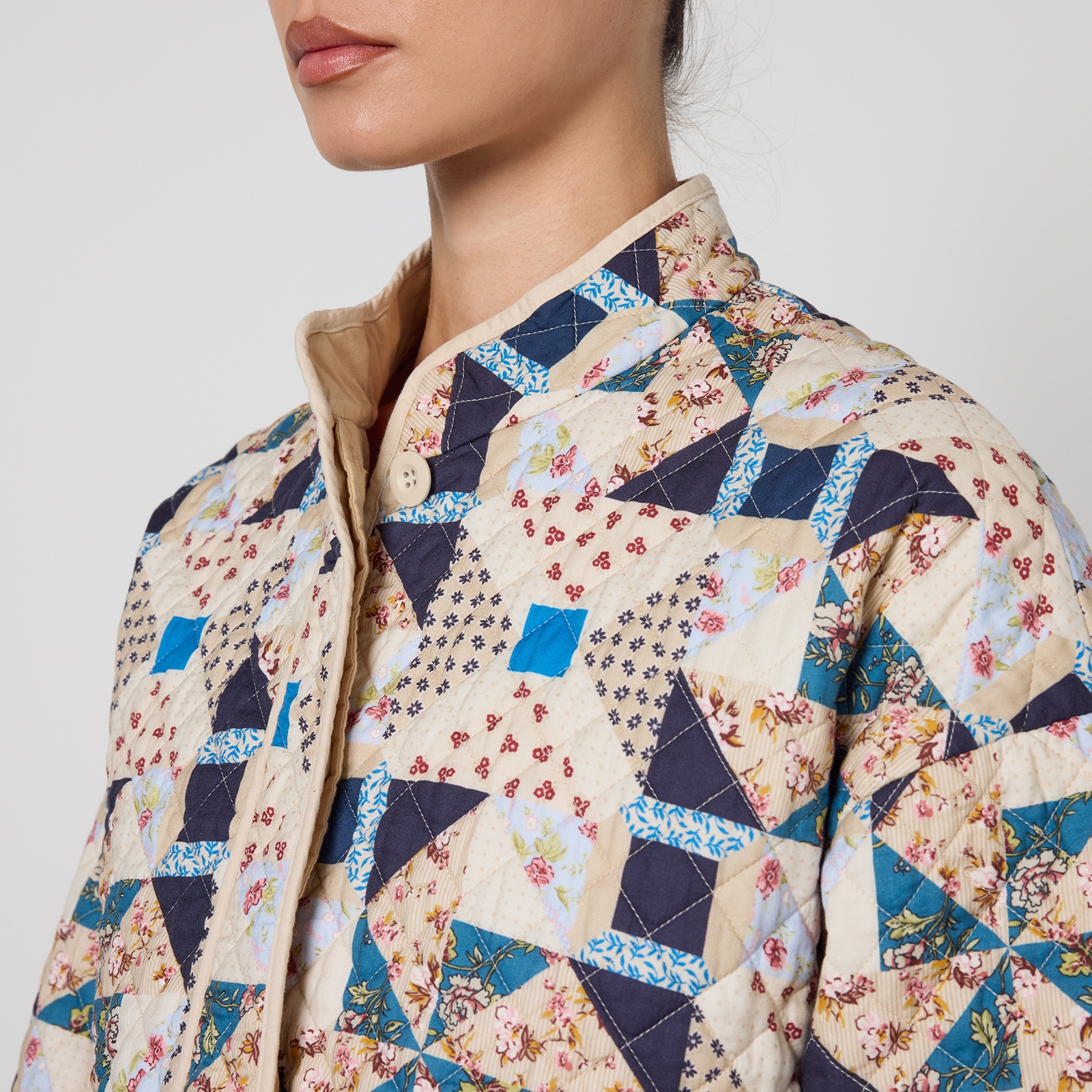 【Weekend Max Mara】ARIZIA コットン パッチワーク ジャケット Quilted cotton patchwork jacket, beige | 