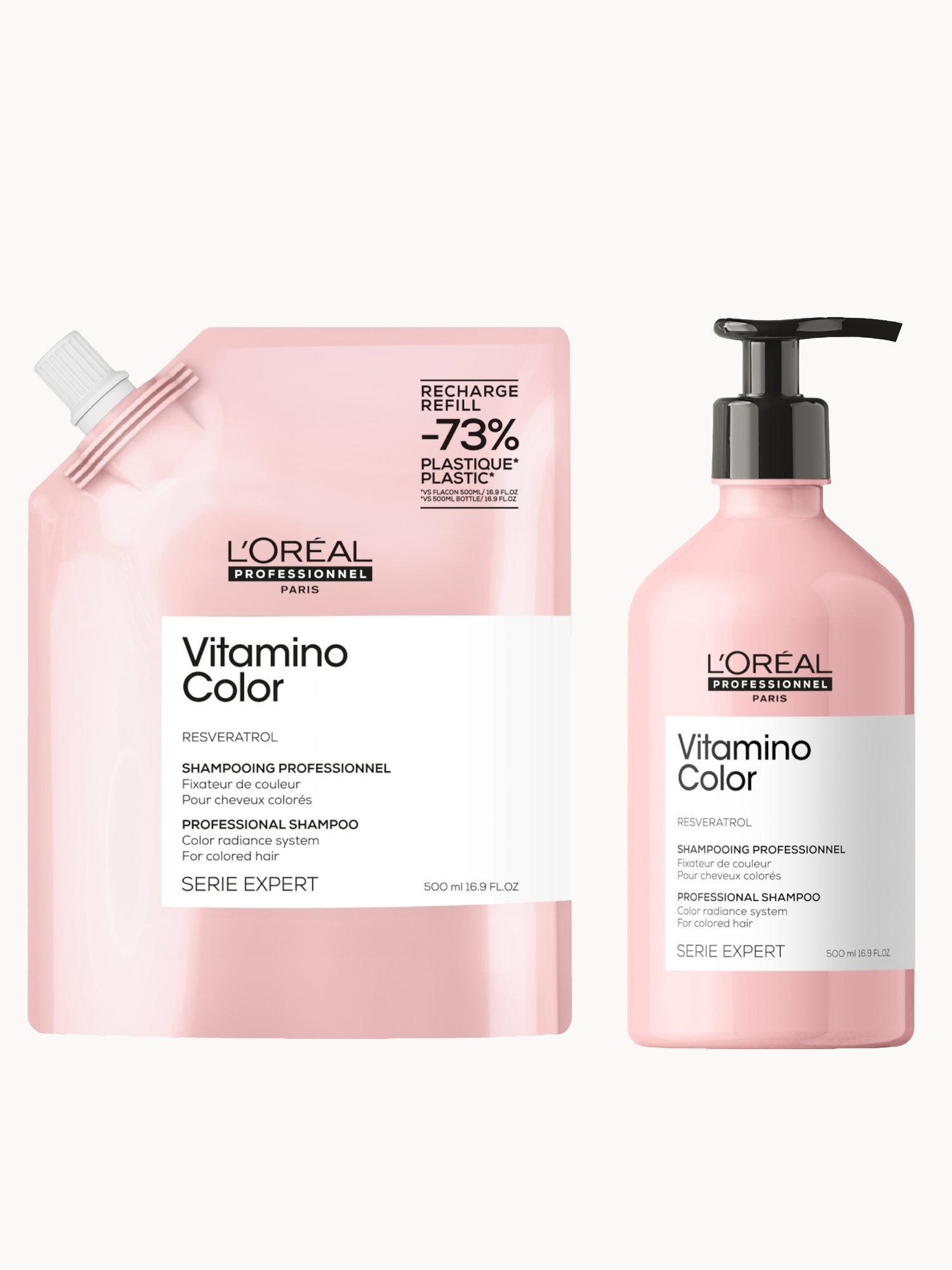 L’Oréal Professionnel Vitamino Color Shampoo 500ml and Refill Pack 500ml for coloured hair