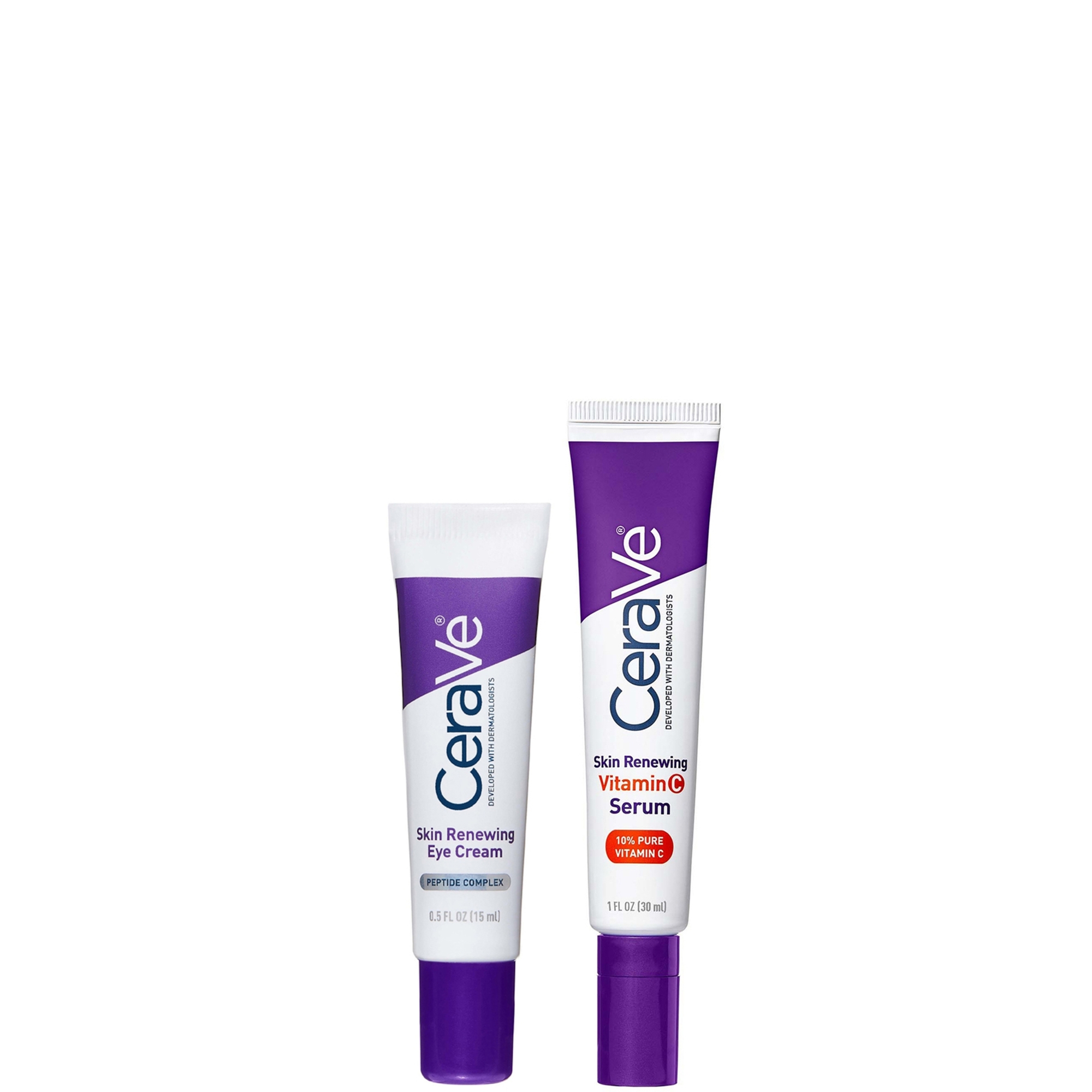 cult CeraVe Skin Renewing Duo for Visibly Brighter Smoother Skin with Vitamin C Serum and Eye Cream