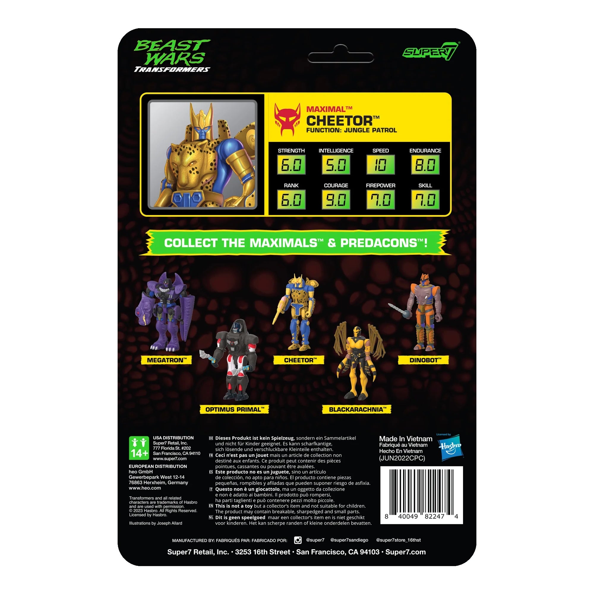 Figura Transformers Beast Wars Dinobot De Super7 - 10 Cm, Articulada, Con Accesorios De Espada Y Blaster