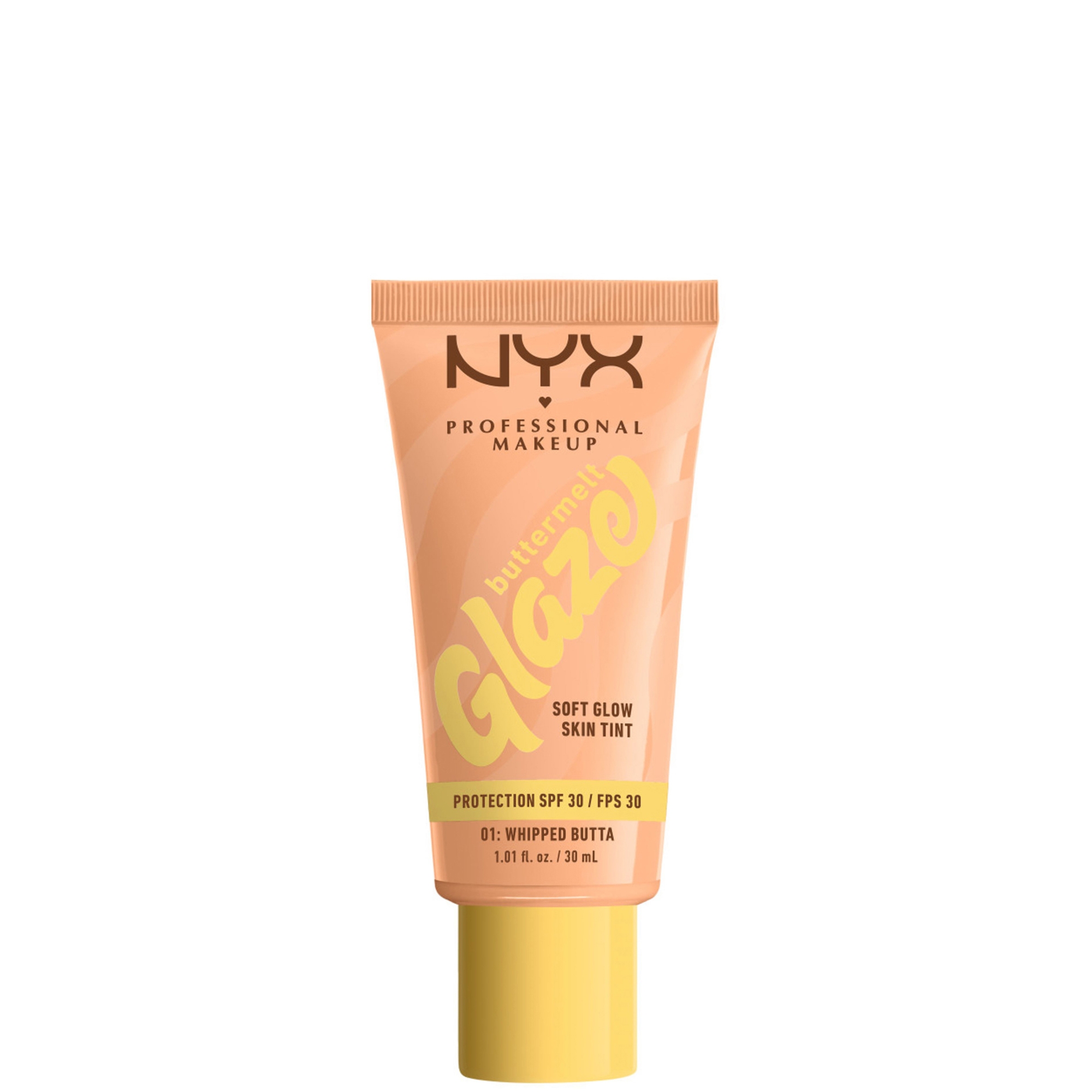 cult NYX Professional Makeup Buttermelt Glaze Soft Glow Skin Tint + SPF/FPS 30 Foundation (Various Shades)