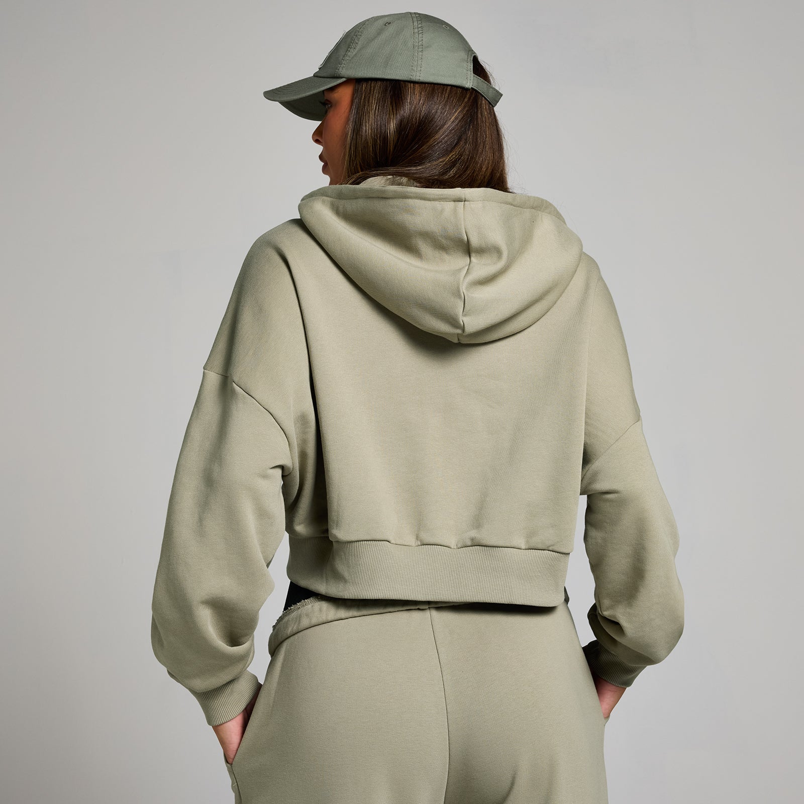 MP Women's Cropped Applique Zip Through Hoodie - Deep Sage | Myprotein