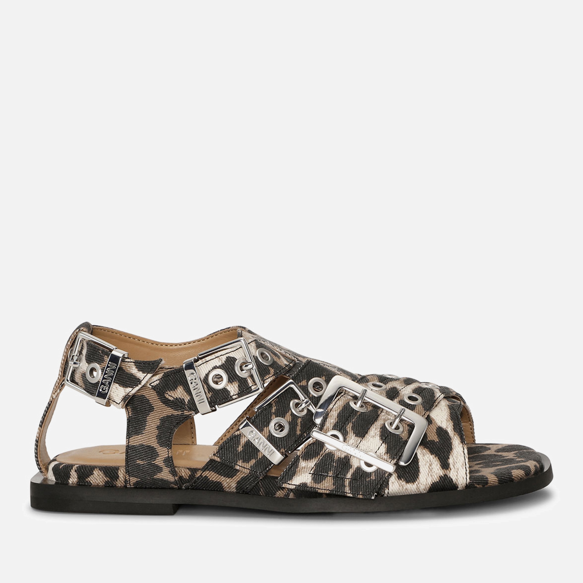 サンダル・ミュール Ganni Feminine Sandals - Ganni - Denim - Printed Ganni - Denim sandals GANNI