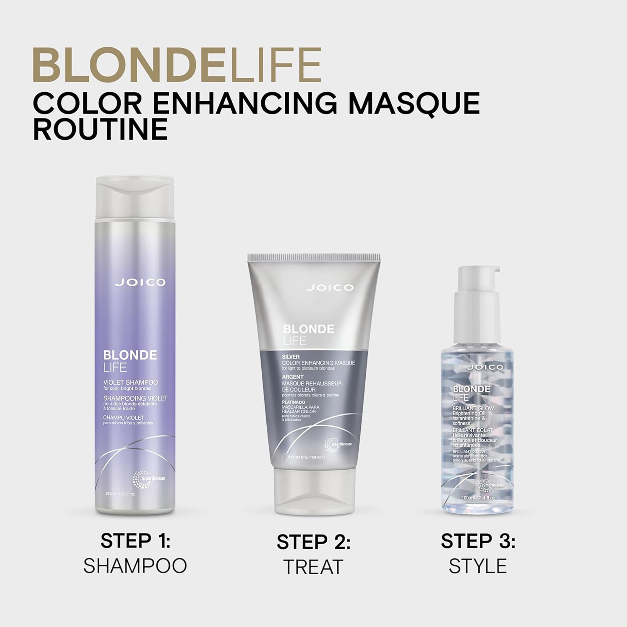 Duo Shampooing éclaircissant Joico Blonde Life 10,1 Fl Oz + Démêlant Fort 6,7 Fl Oz