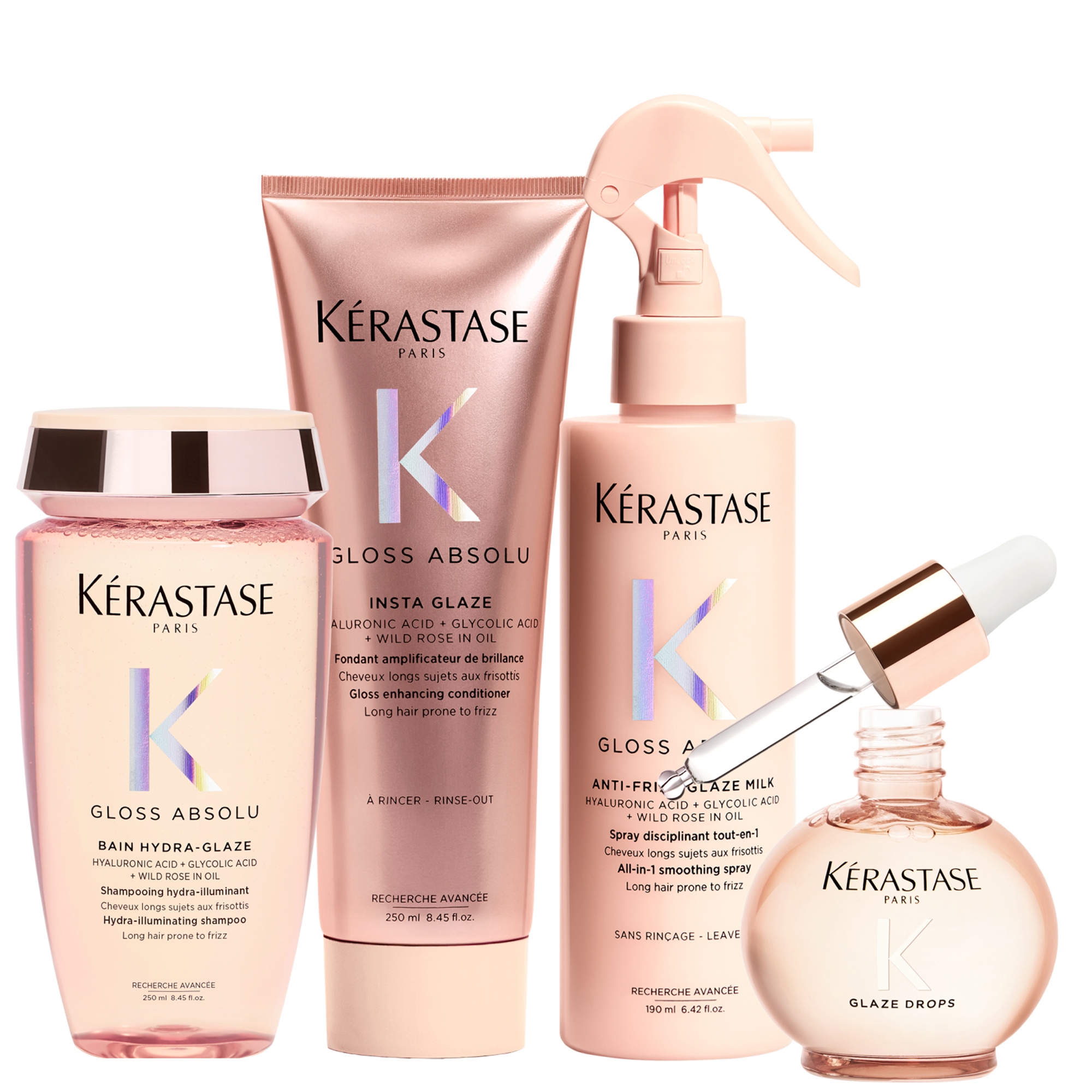 Kérastase Gloss Absolu Shampoo, Conditioner. Treatment Spray and