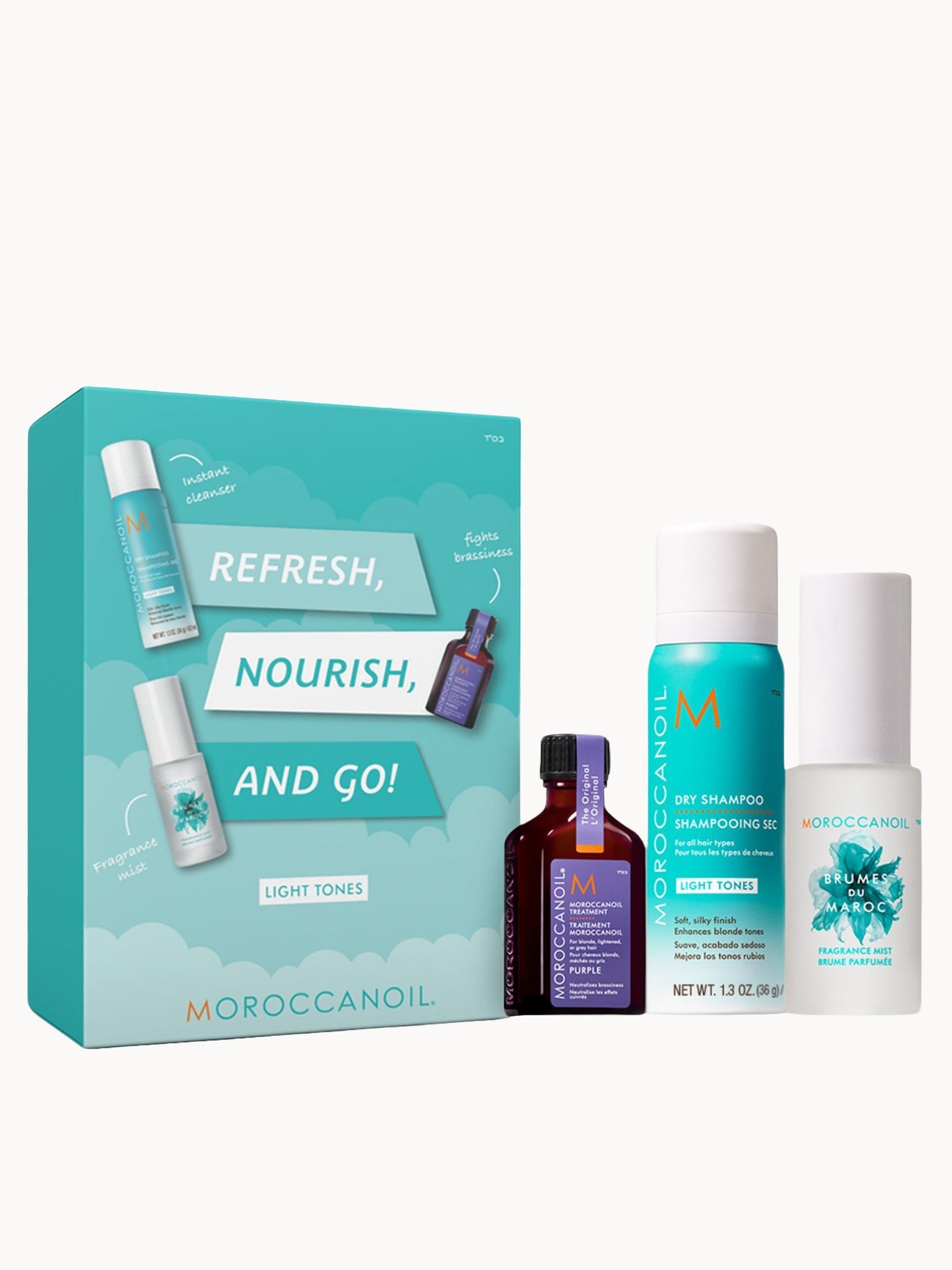 Moroccanoil: Moroccanoil Purple Treatment Oil & Fragrance Set with Free Dry Shampoo - Light Tones (Worth £39)