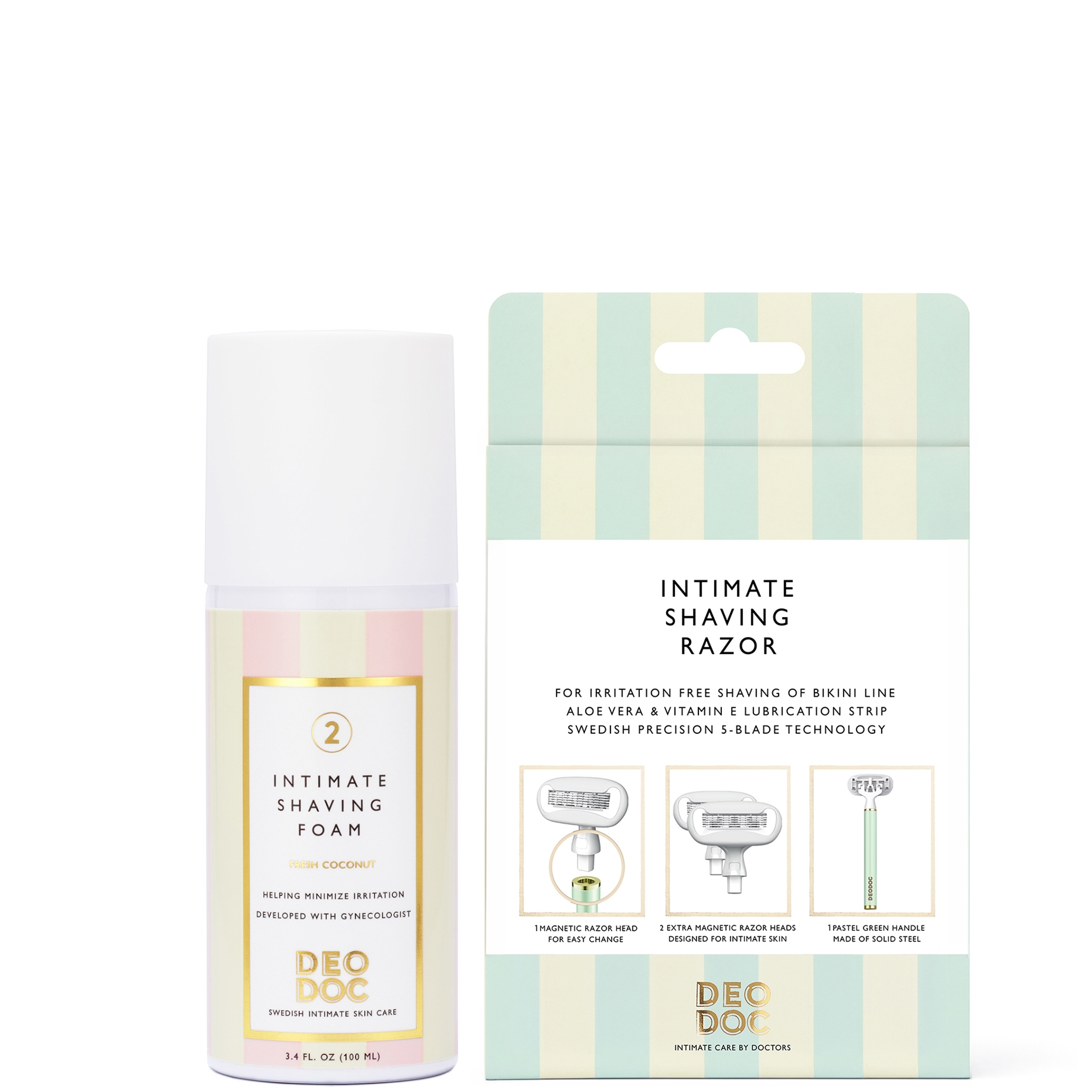 cult DeoDoc Razor Green + DeoDoc shaving foam Fresh Coconut