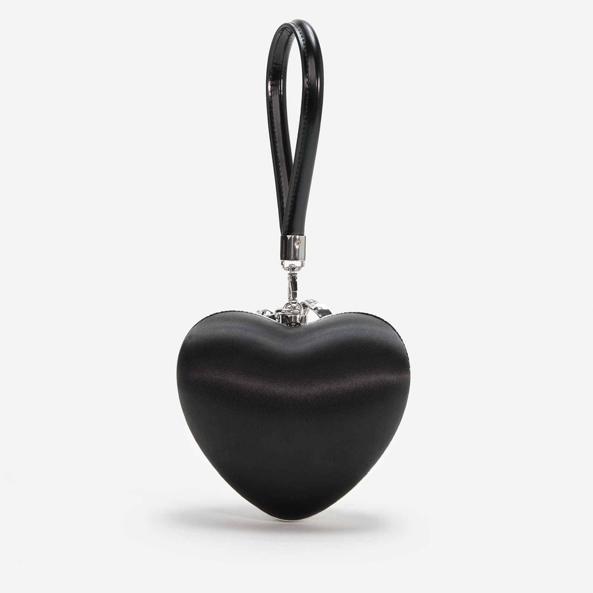 【SELF PORTRAIT】Satin Top Handle Heart Clutch colour collection: Satin Top Handle Heart Clutch – self