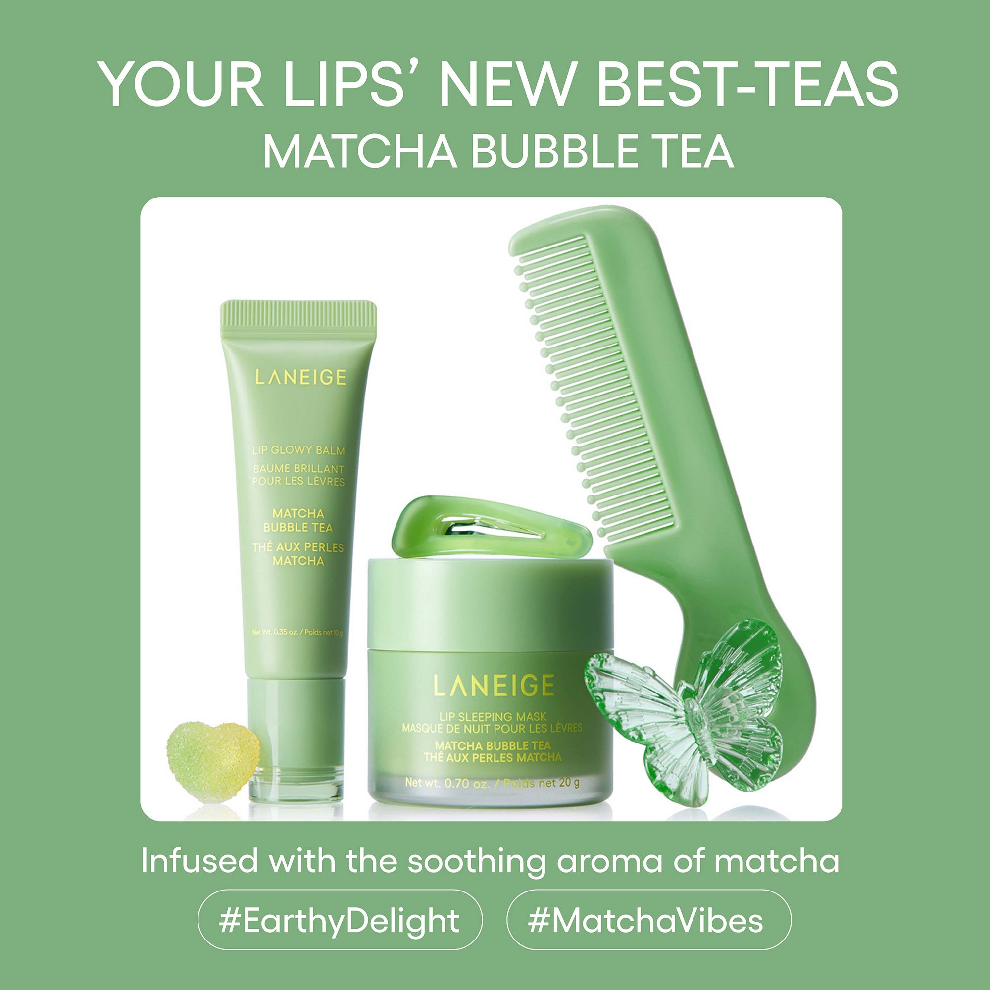 Laneige MATCHA BLUBBLE TEA Lippenbalsam – Pflegend, Mit Matcha-Geschmack, Nur Zur äußerlichen Anwendung