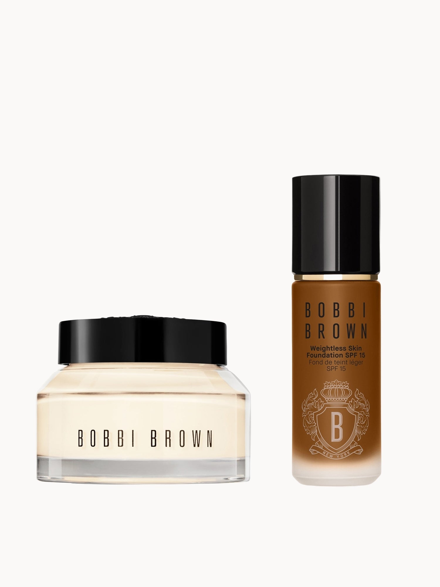 Bobbi Brown Hydrating Duo: Vitamin Enriched Face Base+ & Weightless Skin Foundation Bundle (Various Shades) Neutral Warm Walnut